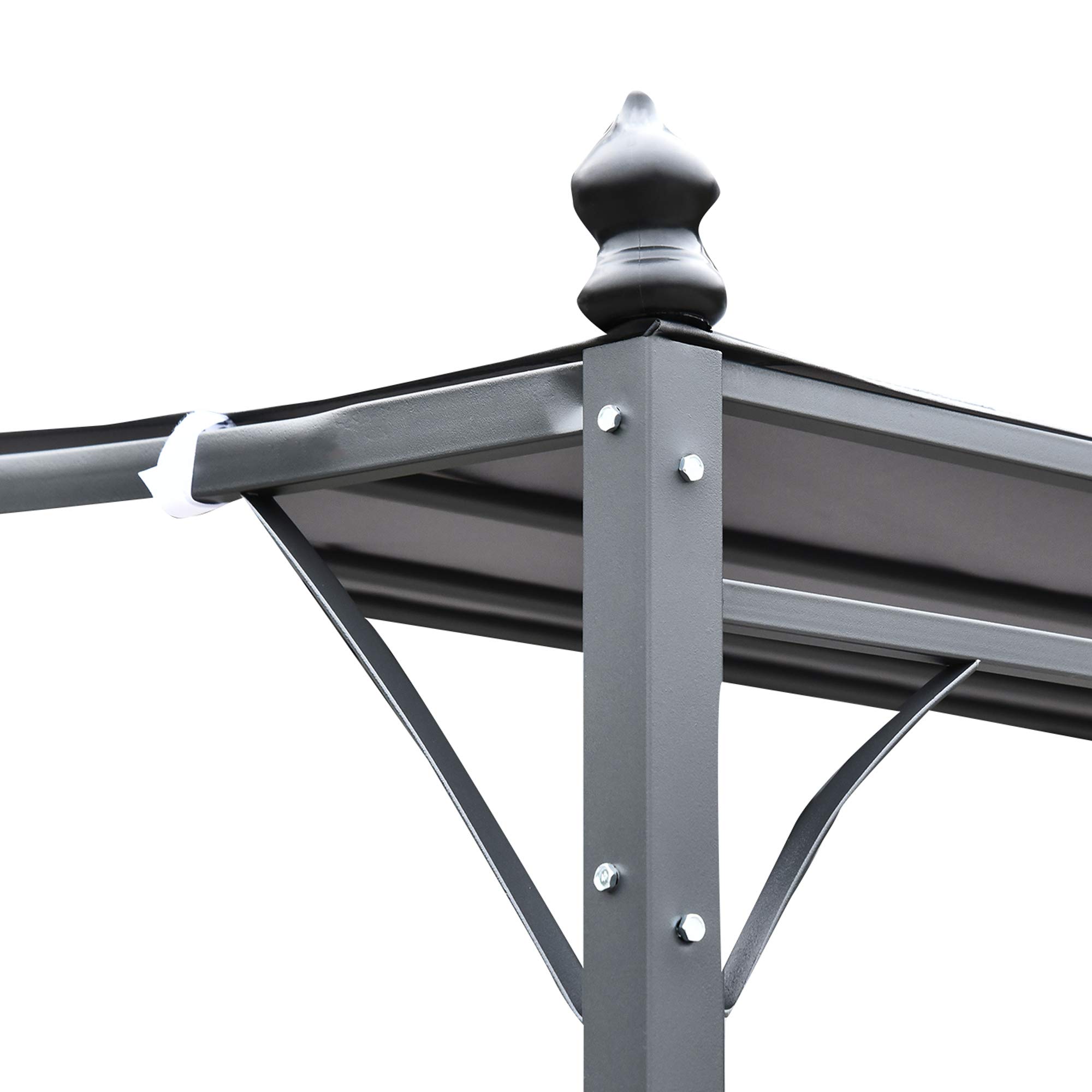 Outsunny Cenador de Jardín 3x3 m Pérgola con Toldo y 16 Orificios de Drenaje para Patio Terraza Metal y Poliéster 180 g/m² Resistente Gris