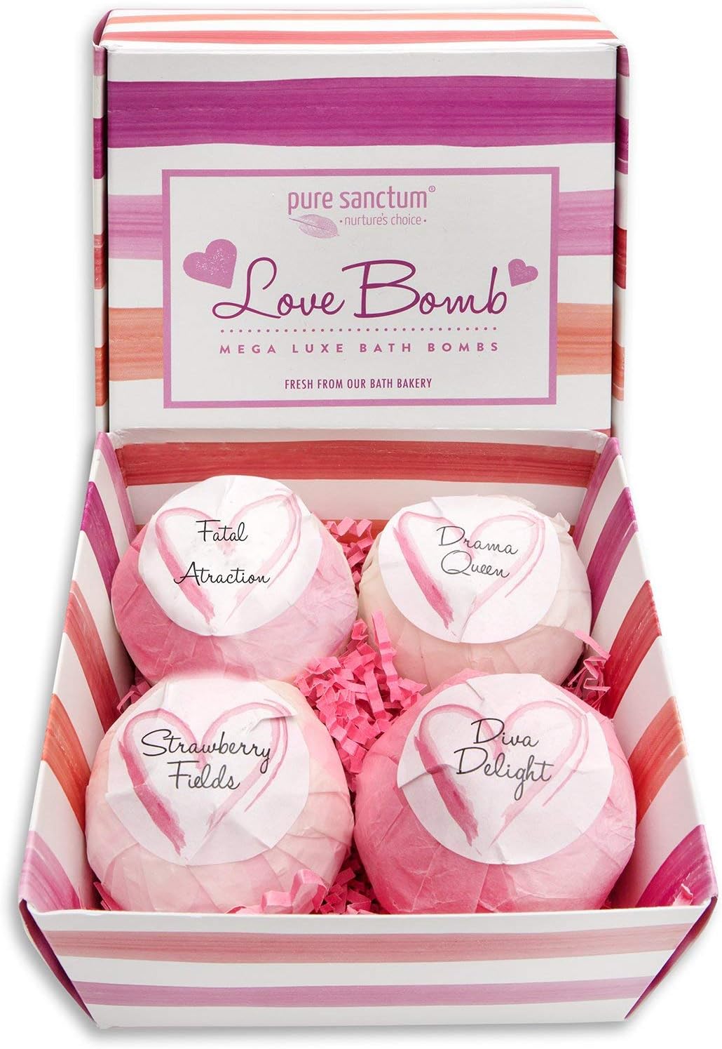 Bath Bombs Gift Set - Luxury Bath Fizzies - Lush Size 6 Ounce Natural Bath Balls - US Made - Love Bomb