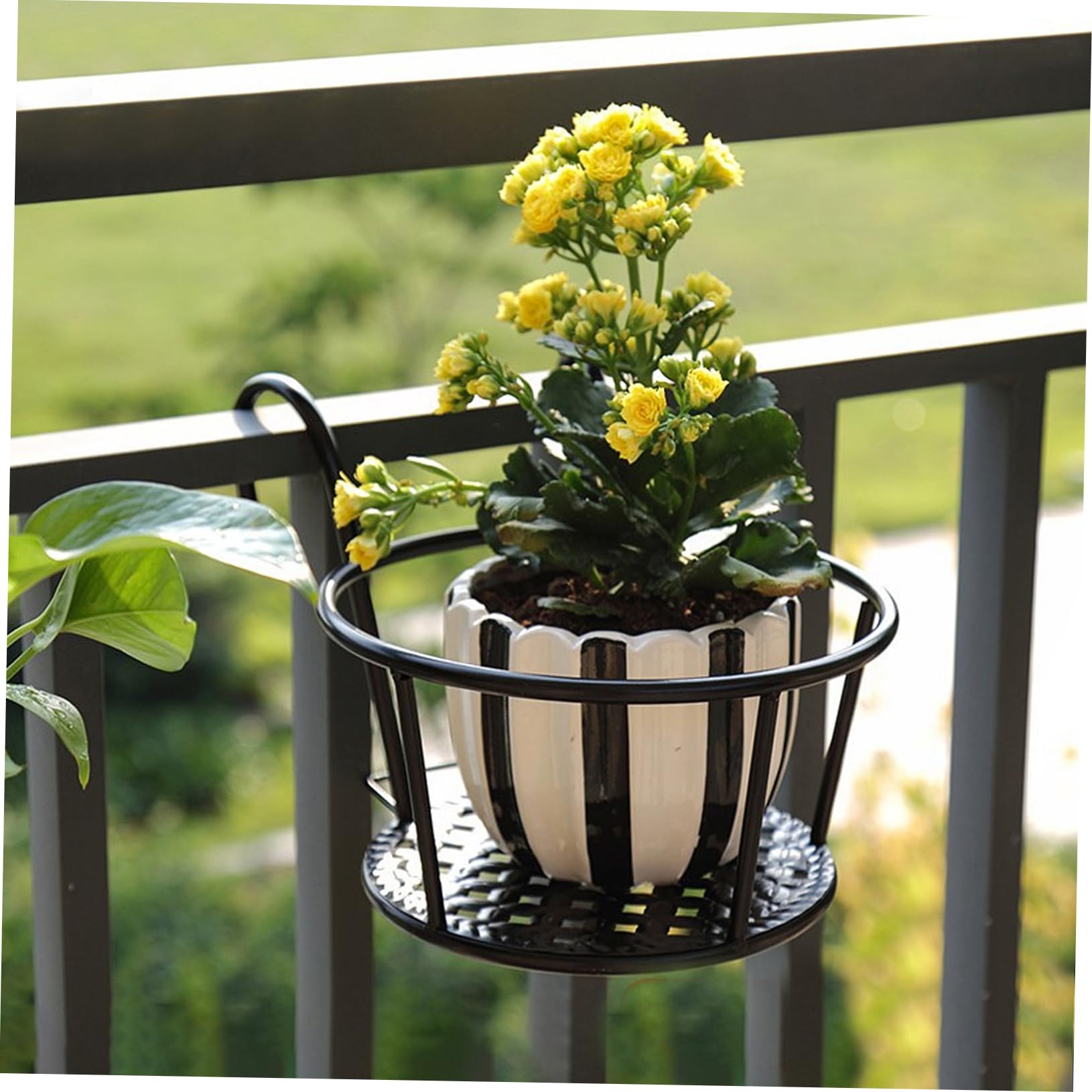 BESPORTBLE Portavaso Supporto Decorativo in Ferro, 2 Pezzi Balcone da Ringhiera Stile Semplice per Fiori e Piante, per Balcone e Finestra