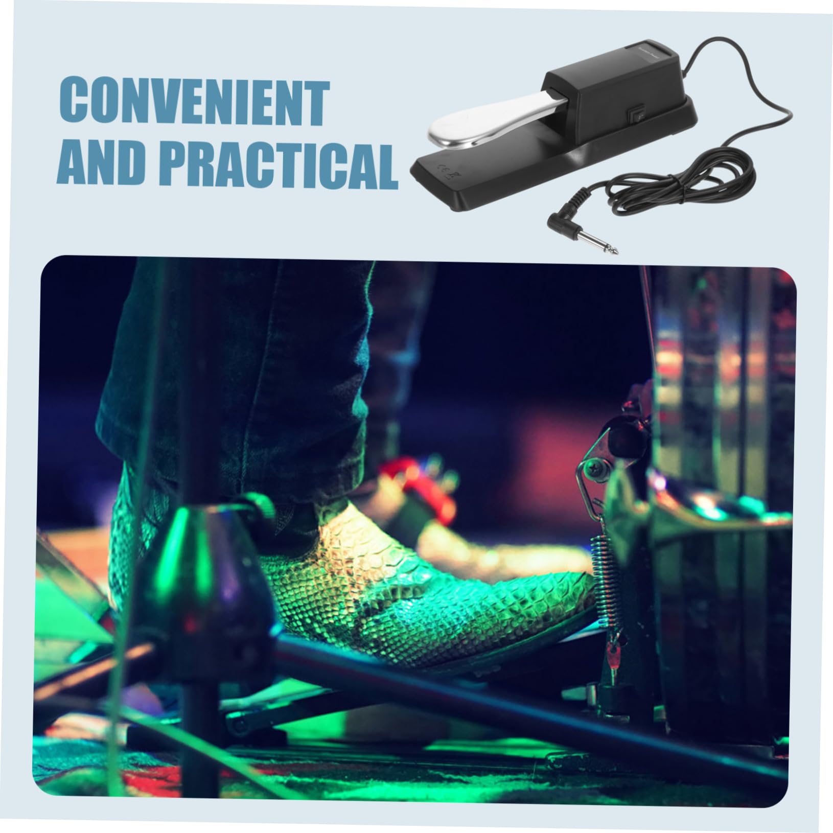 Universal Sustain Pedal for Piano Keyboard, Classic-Style Black Foot Pedal