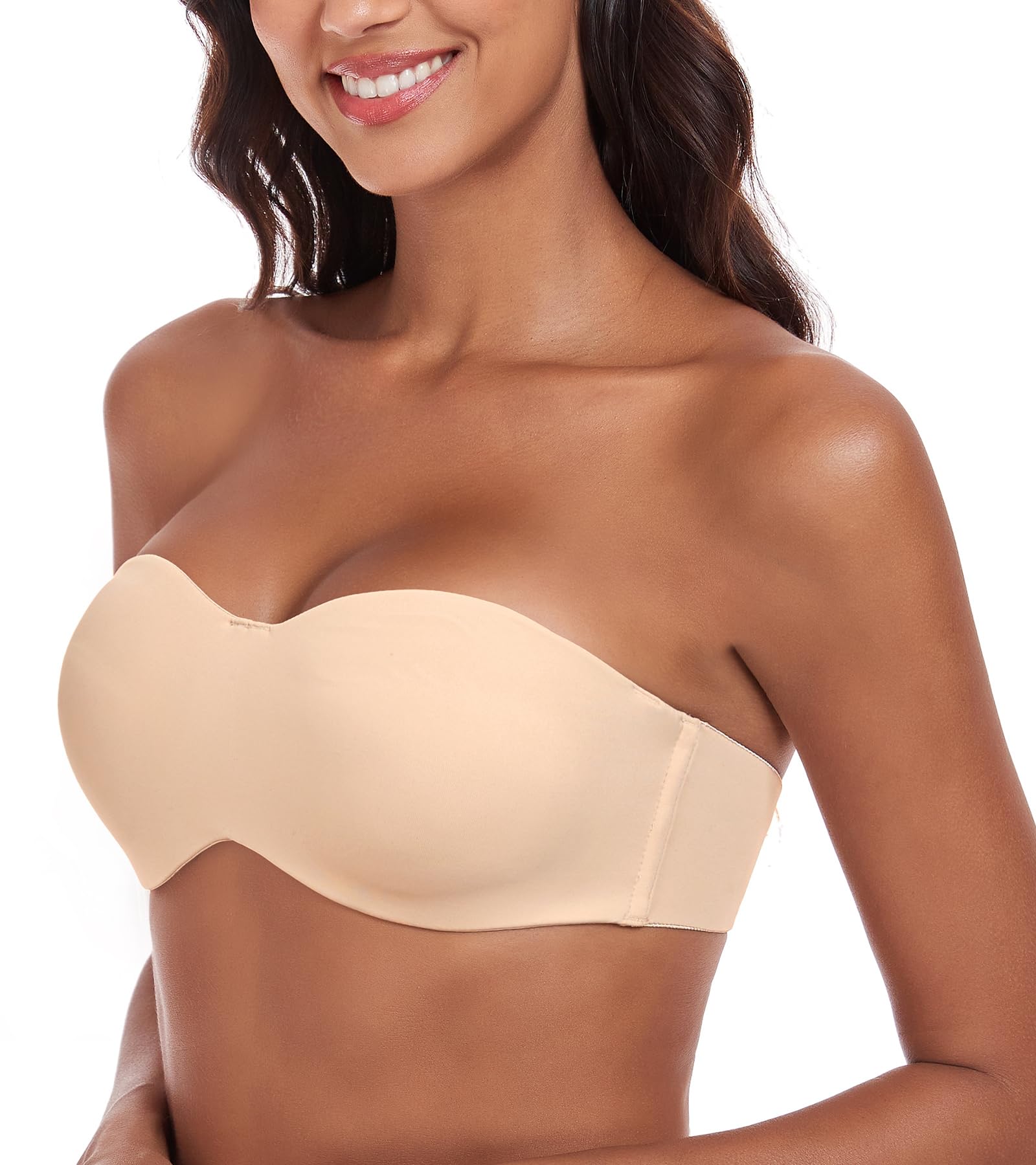 Exclare Women's Strapless Bra Minimizer Seamless Anti-Slip Underwire Unlined Bandeau Plus Size