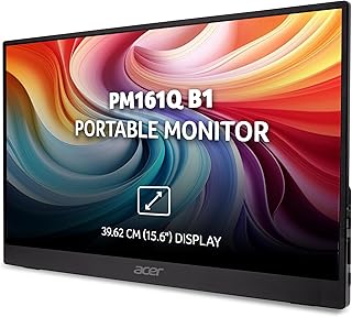 Acer PM161Q B1 15.6 Inch Full HD Portable Monitor (1920×1080) | IPS Panel | 2 x USB Type-C & HDMI | 4 ms | Adaptive-Sync | Ultra-Slim 700 g | Built-in Speakers | Ideal for Laptop, Phone & Travel Use