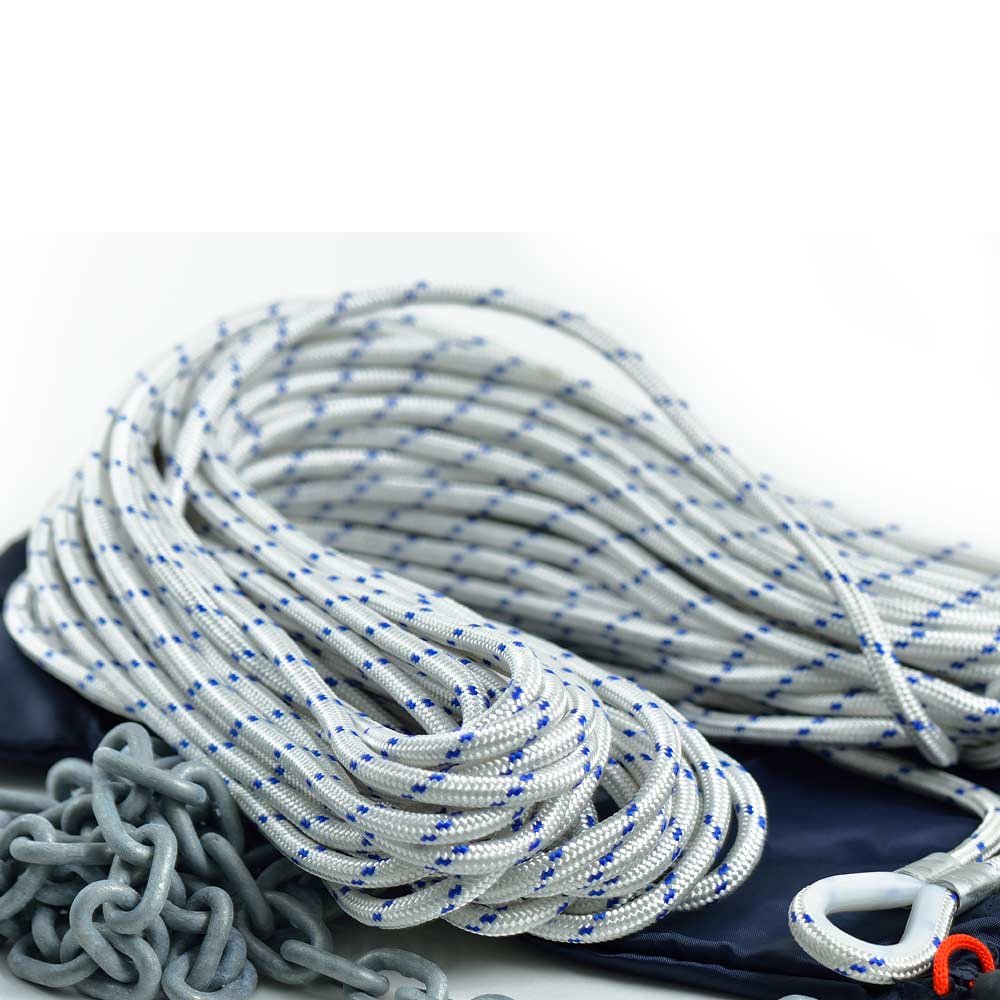 Ankerleine Ankerseil 30 m Ø8mm / Ø10 mm mit Kettenvorlauf Verzinkt & Kausch 2 Schäkel inkl. Kunststoff-Beutel 3,2 kg / 4,4 kg