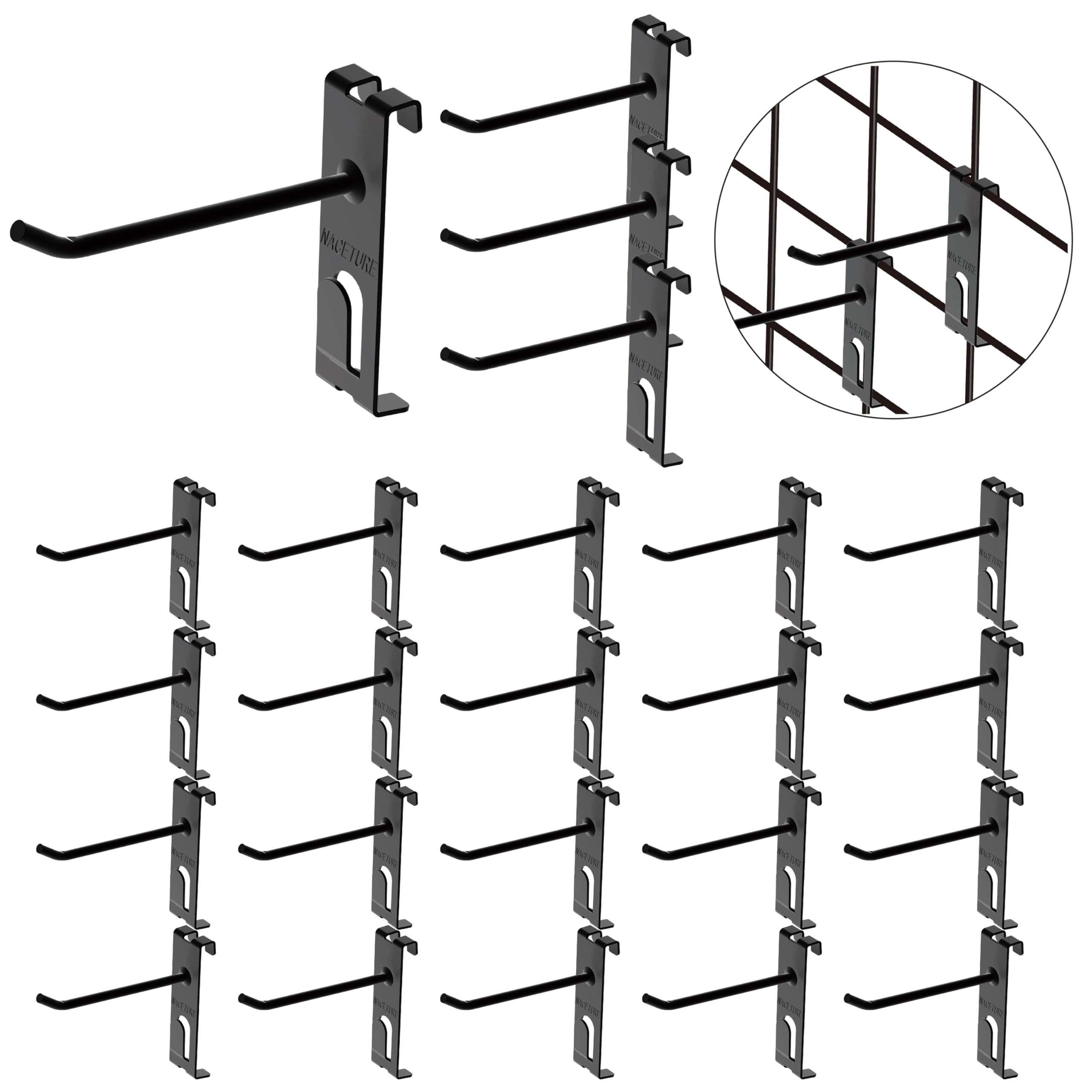 Polmart Heavy Duty 4" Gridwall/Grid Panel Hooks, Black (96-Pack, 4-inch