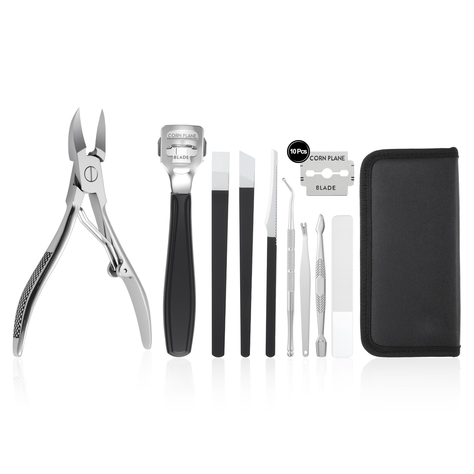 VOCOSTE Toenail Care Kit 10-Piece Ingrown Toenail Tools Professional Grooming Set for Toe Nail Clipper Foot Scraper Callus