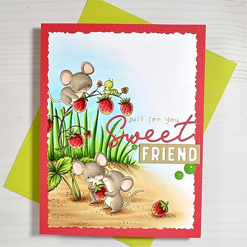 Miniatura 7 de Juego de sellos y troqueles de fresa para hacer tarjetas, sellos transparentes y troqueles de corte de metal para álbumes de recortes, suministros