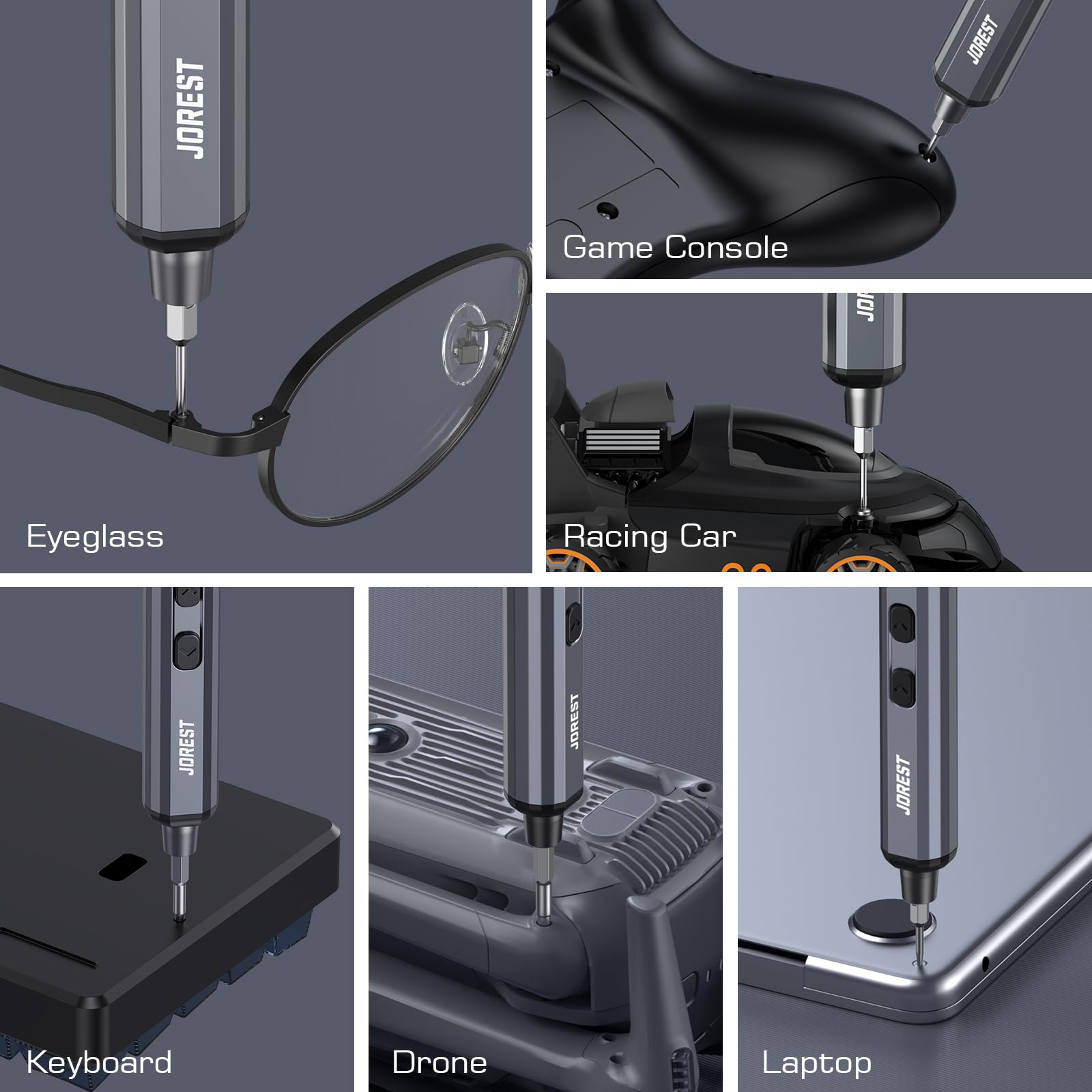 JOREST 70 in 1 Set di mini avvitatori elettrici di precisione : 64 punte magnetiche S2, 5 impostazioni di coppia, kit di attrezzi per riparazioni di iPhone, iPad, MacBook, PS5, console di gioco