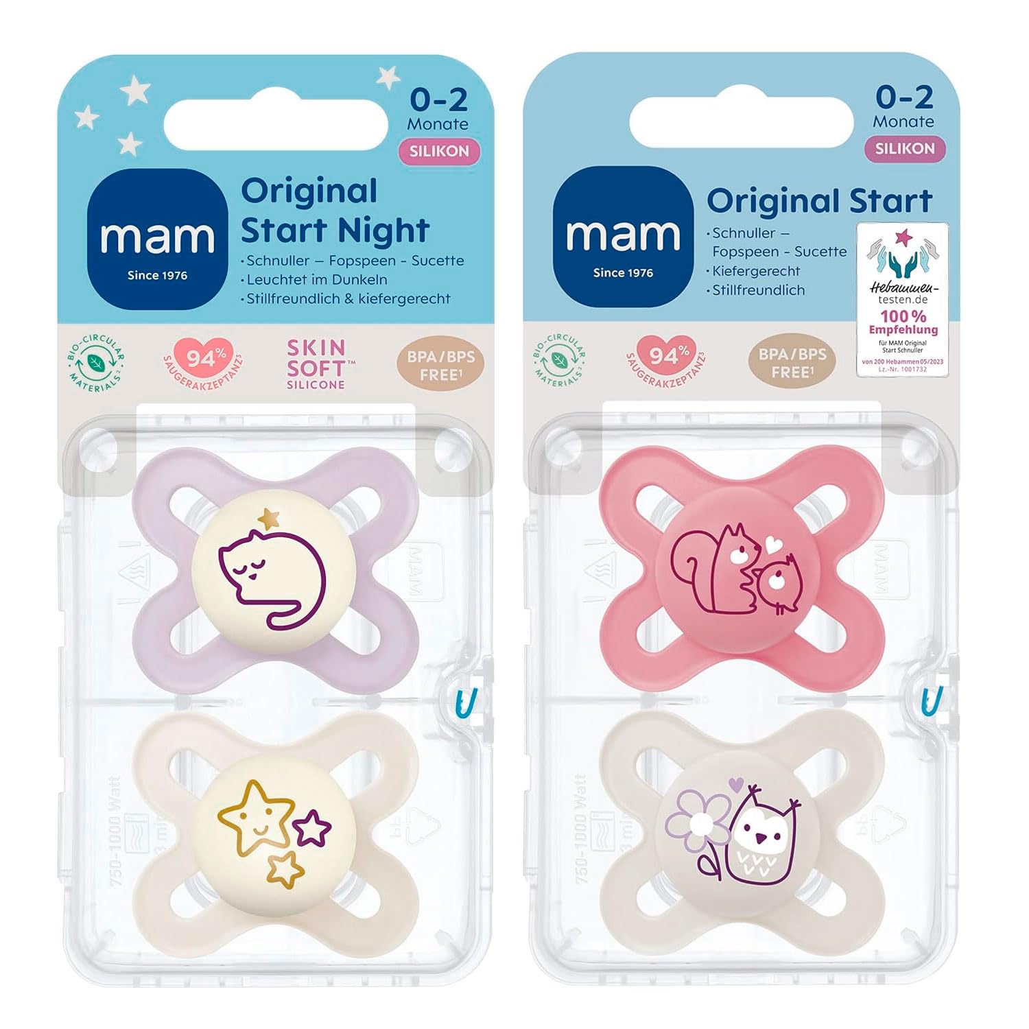 MAM Skin Soft Ciuccio In Silicone Per Neonati Prematuri (0-2 Mesi) – Set Da 4 Con 2 Scatole Sterilizzazione - 2