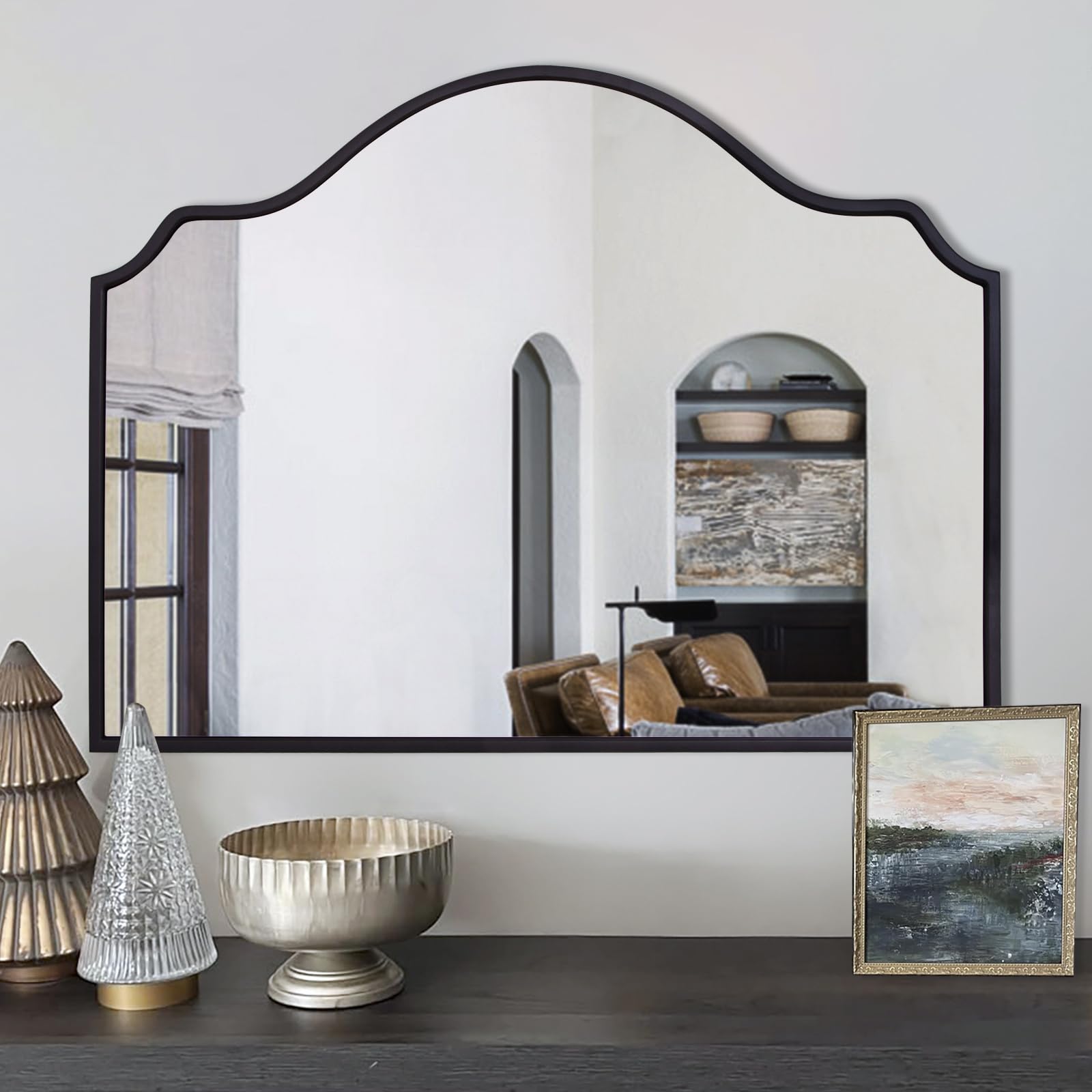 Amazon.com: Chende Black Arched Mirror, 36'' x 24'' Decorative