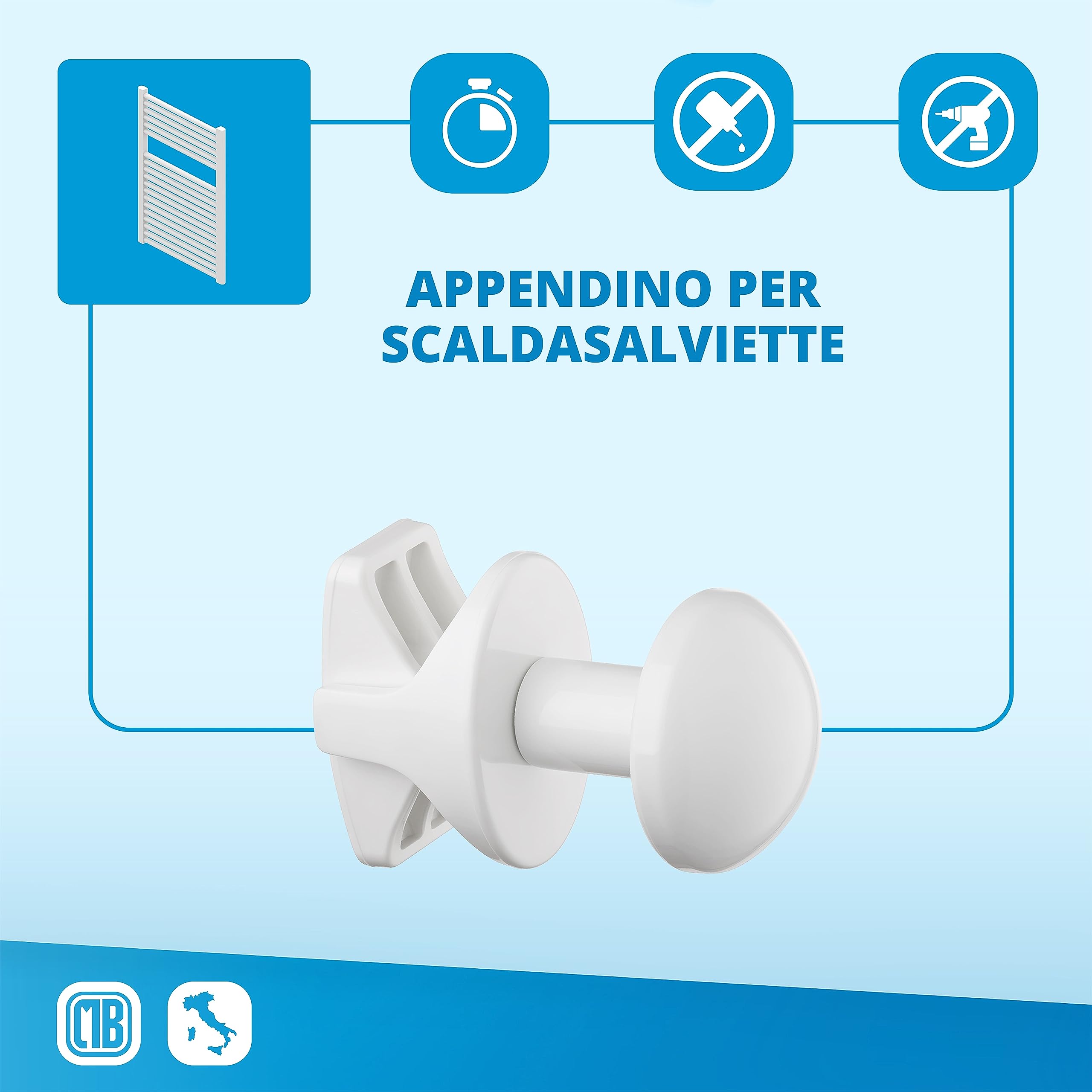 LH Coppia handy grip porta salviette da termosifone senza foro per bagno autoavvitanti al termoarredo scaldasalviette senza forare - made in italy