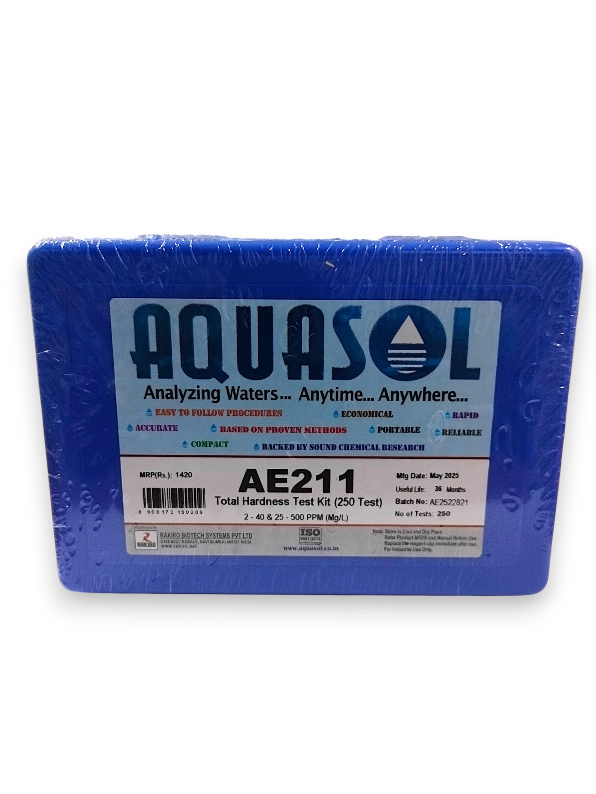 Aquasol AE211 Total Hardness Test Kit (2-40 & 25-500PPM) | Titration-Based Water Hardness Testing for Calcium & Magnesium | Portable Kit for RO, Industrial & Water Treatment Use-image-4