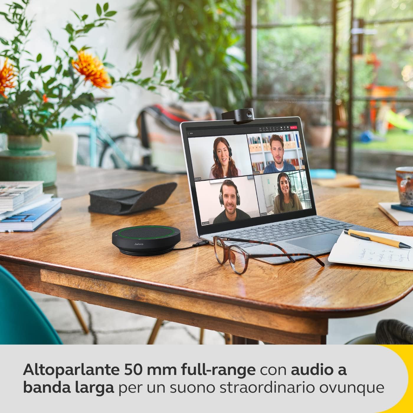 Jabra Speak 2 55 Viva Voce Bluetooth Wireless, 4 microfoni, cancellazione del rumore, altoparlante full range da 50 mm, audio a banda larga, compatto e portatile Certificato MS Teams Grigio scuro