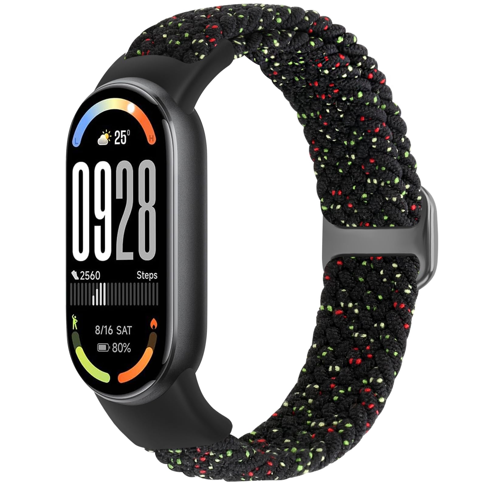 Bcuckood Braided Bracelet Compatible with Xiaomi Smart Band 9/8, Elastic Watch Strap Solo Loop Nylon Stretchy Replacement for Men and Women