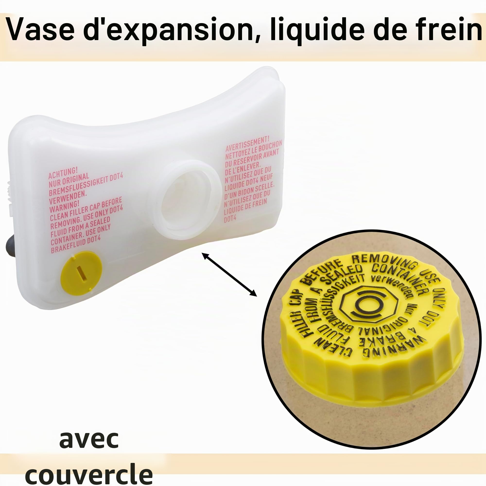 AERZETIX - C72983 - Réservoir de liquide de frein avec couvercle et capteur - compatible avec numéros OE 8E0611301B, 8E0611301C, 8E0611301E, 8E0 611 301G