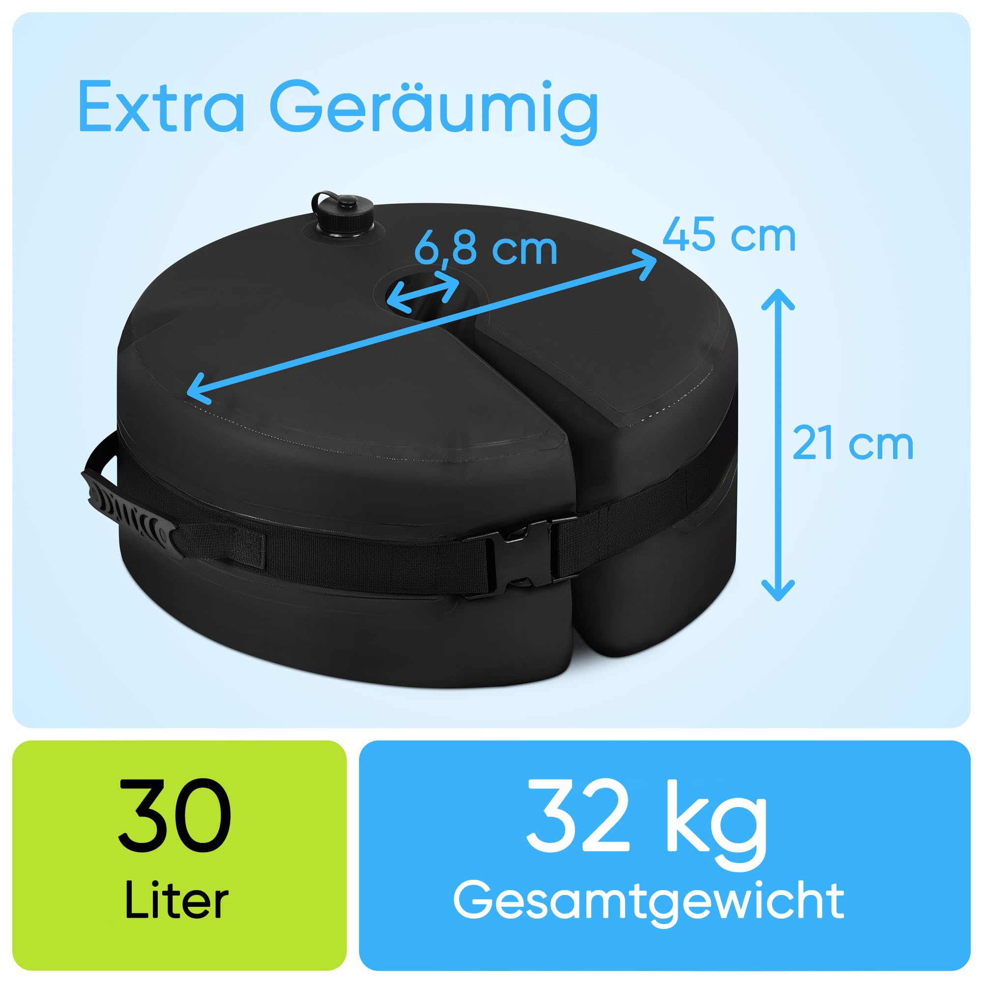 Rhino BaseMate Schirmständer Gewicht, schwarz - Schirmständer Freischwinger Wassersack