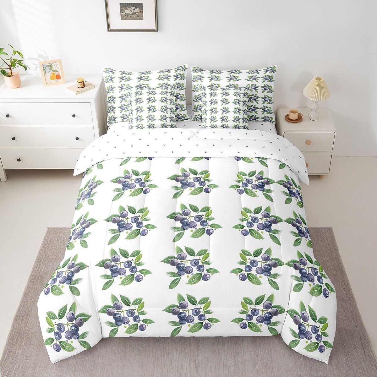 jejeloiu Blueberry Kids Comforter Set (Twin)