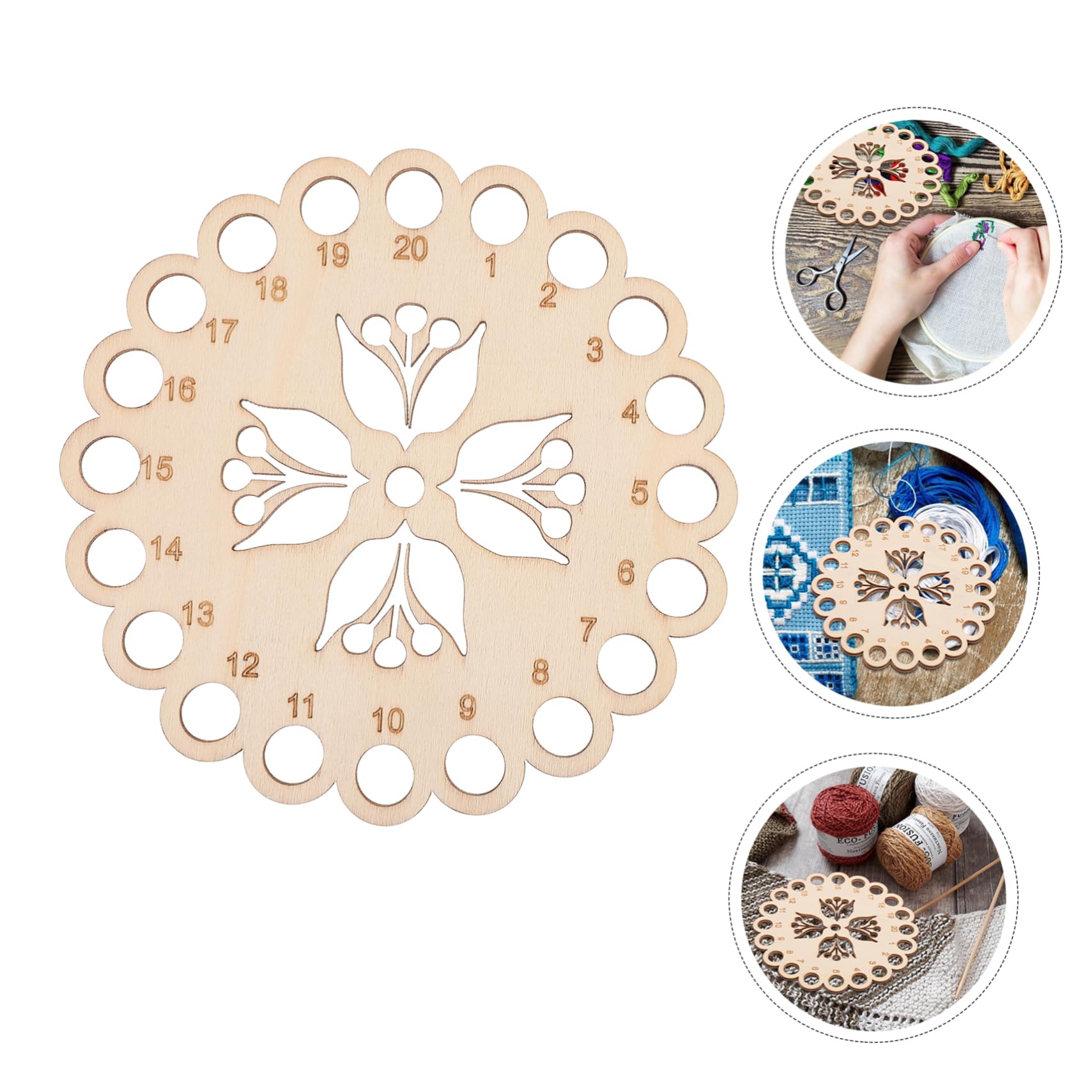 CREATCABIN Portafili in Legno per Punto Croce Organizzatore per Filo da Ricamo Portapiatti Avvolgibile Accessori per Cucire Bordo con 20 Foro per Ordinatore Fai da Te Modello di Dinosauro 5.9 Pollici