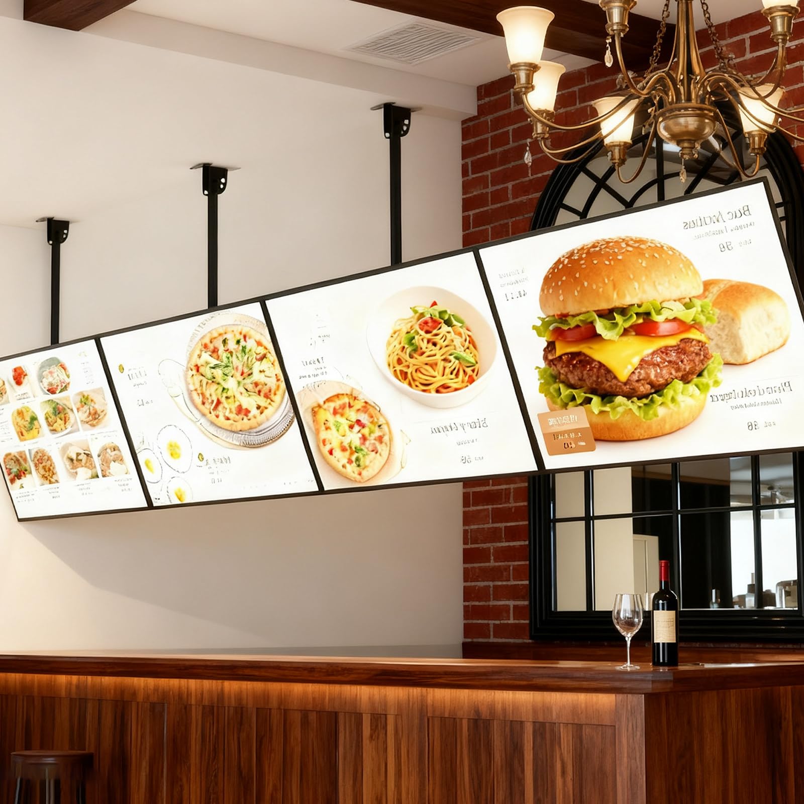Caja de luz LED Ultrafina con Marco a presión. Exhibidor de póster Iluminado, Soporte de Pared para restaurantes (Marco Negro). Fixedbracket-50 * 80cm/19.7 * 31.5in