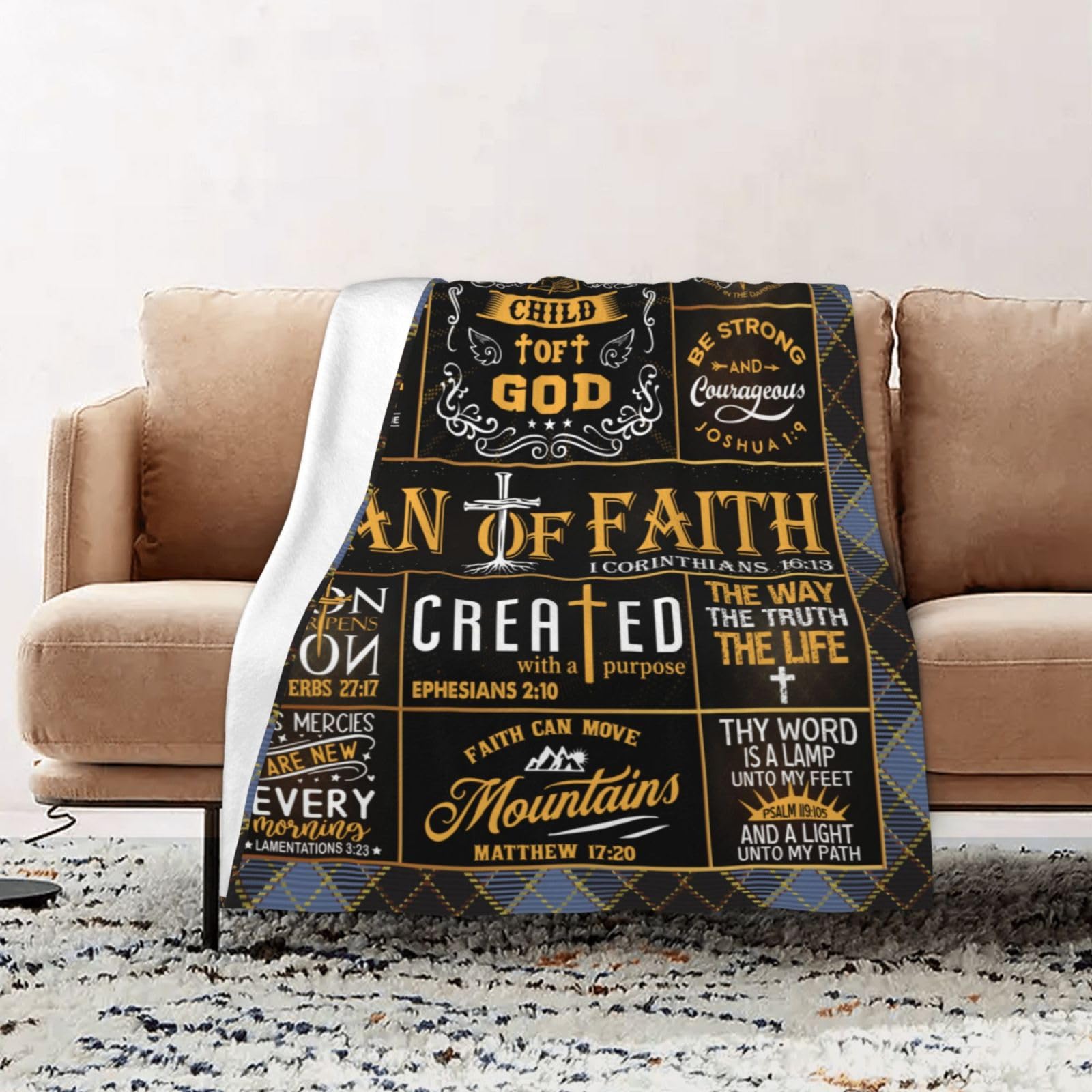 Fathers Day Christian Gifts for Men Blanket 60"x50", Religious Inspirational Spiritual Gifts for Men, Gift's for Christian Man, Pastor/Faith Based/Catholic/Bible Verse/Baptism Gift for Boys