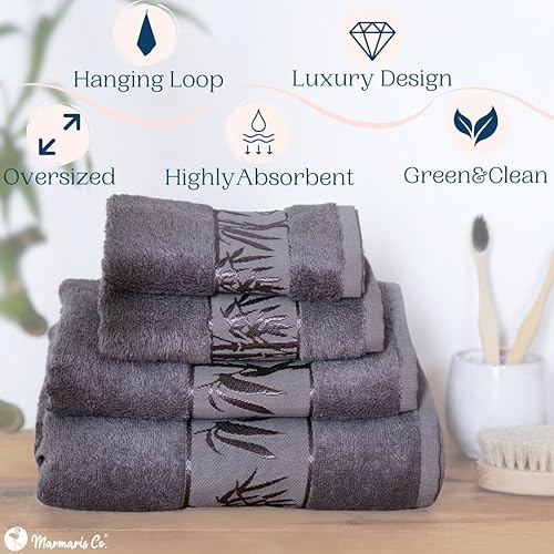 Miniatura 2 de Marmaris Co. Juego de 3 toallas de baño de lujo, toallas de mano y toallas faciales, juego completo de toallas para baño