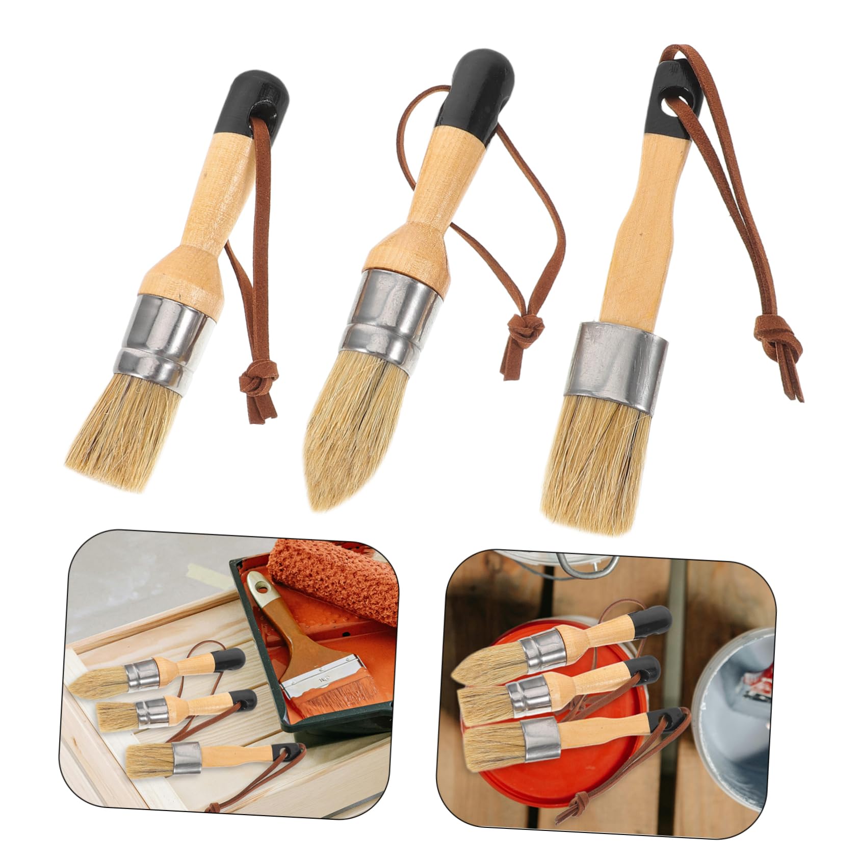 POPETPOP 2 Series Juego De Pinceles House Sloan Brushes Kit para Teñir Tizas para Interiores Manualidades Oscuras Pintura Mate Pincel para Muebles Pincel Redondo para 3 Piezas*2