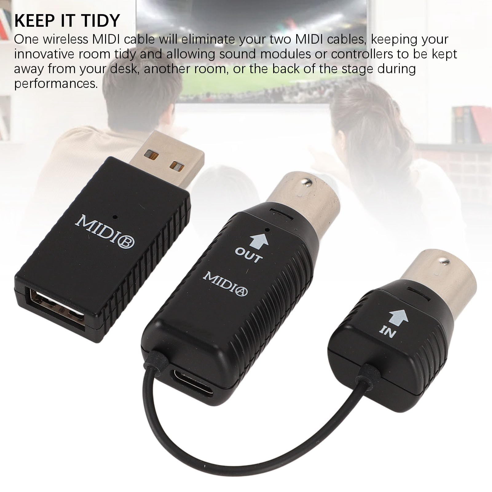 Zunate Adattatore MIDI Wireless, Convertitore MIDI a USB Professionale a Bassa Latenza 3ms Sintetizzatore di Strumenti a Tastiera per Sintetizzatore a Tastiera di Pianoforte Digitale