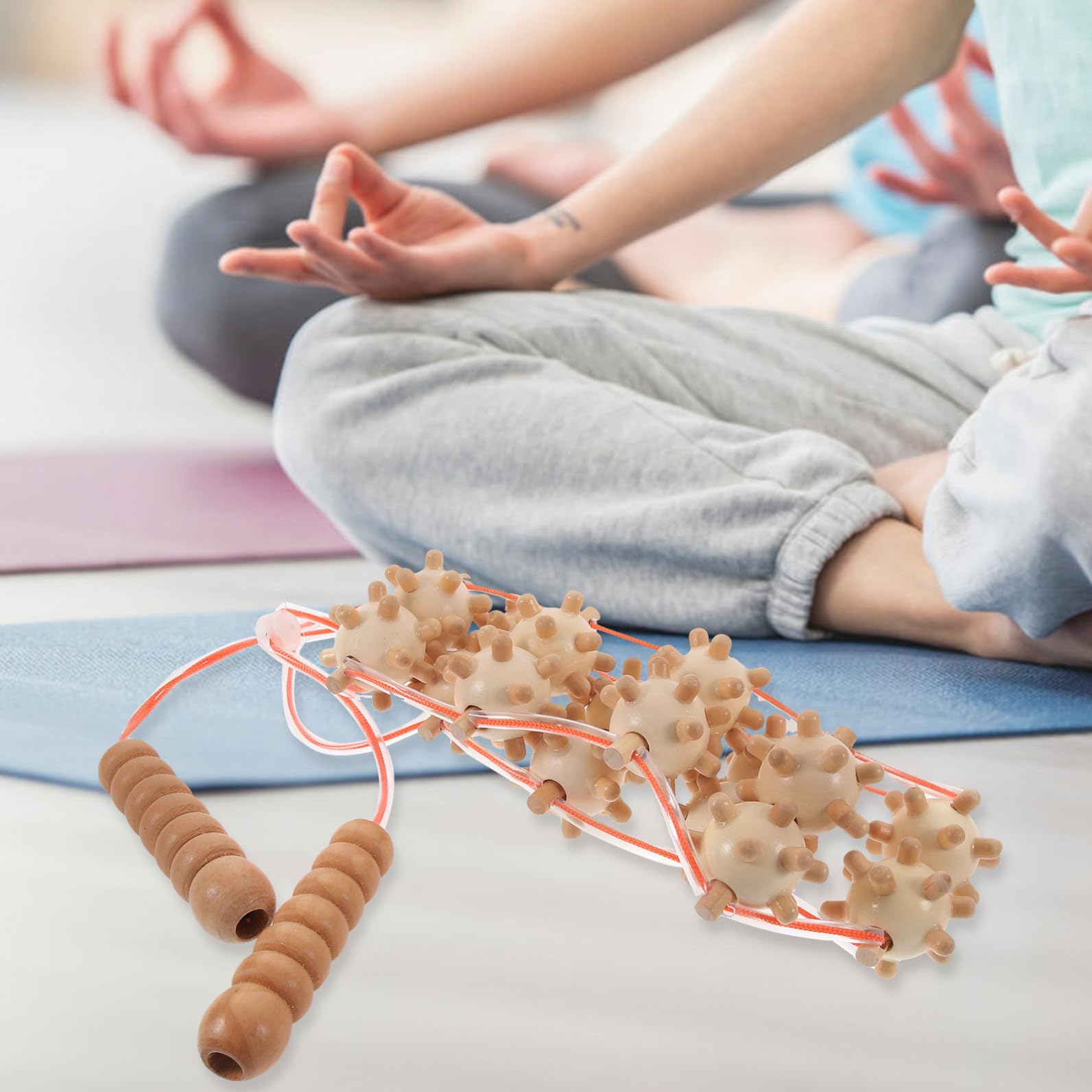 Massaggiatore Portatile a Rulli per Schiena in Legno Manuale | Casa e Yoga, in Plastica, Aiuta a Rilassare i Muscoli e Favorire la Circolazione
