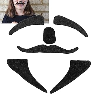 Bigode autoadesivo, 4 bigodes falsos, 2 sobrancelhas falsas, barbas falsas para bigodes, sobrancelhas, festa de Halloween, performance festiva, profeta Moisés acessórios para fantasia
