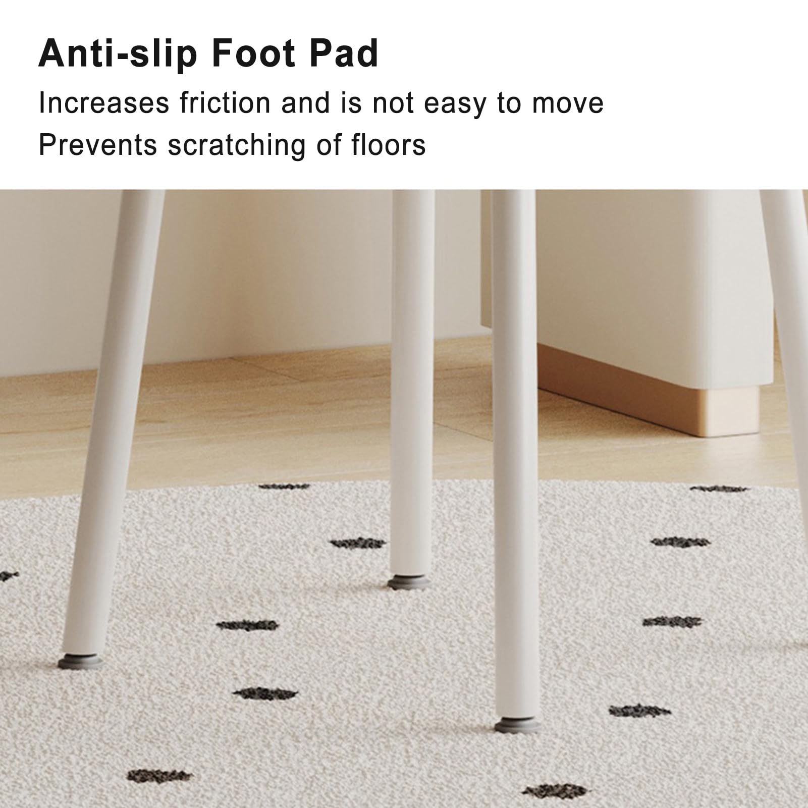 Sedia da toeletta con fiocco posteriore, sgabello da trucco senza braccioli in velluto con gambe in metallo, per camera da letto, soggiorno, spogliatoio (bianco)