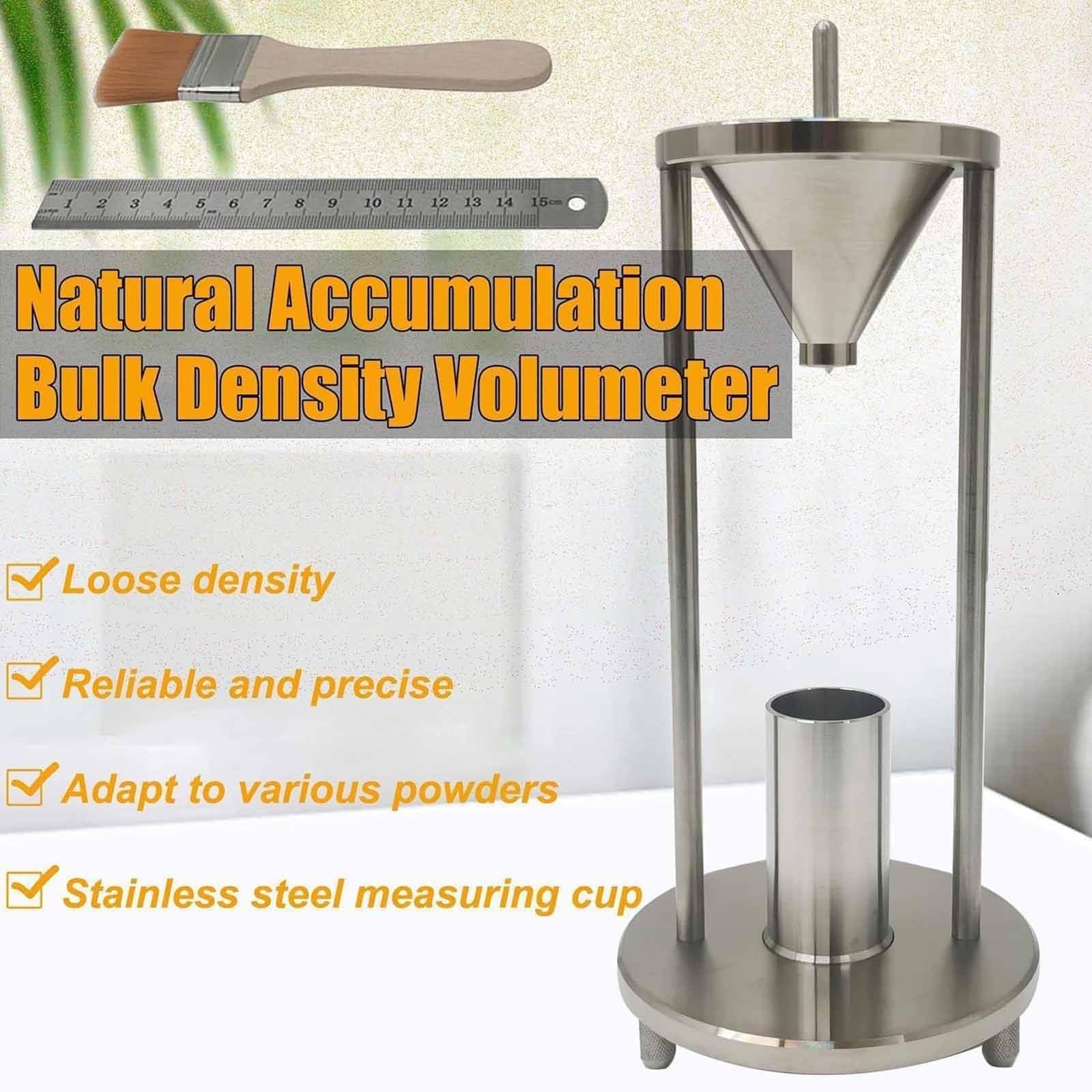 This Bulk Density Tester - Stainless Steel Volumeter with 12.7mm Funnel Aperture and 100ml Measuring Cup for Accurate Density Measurements