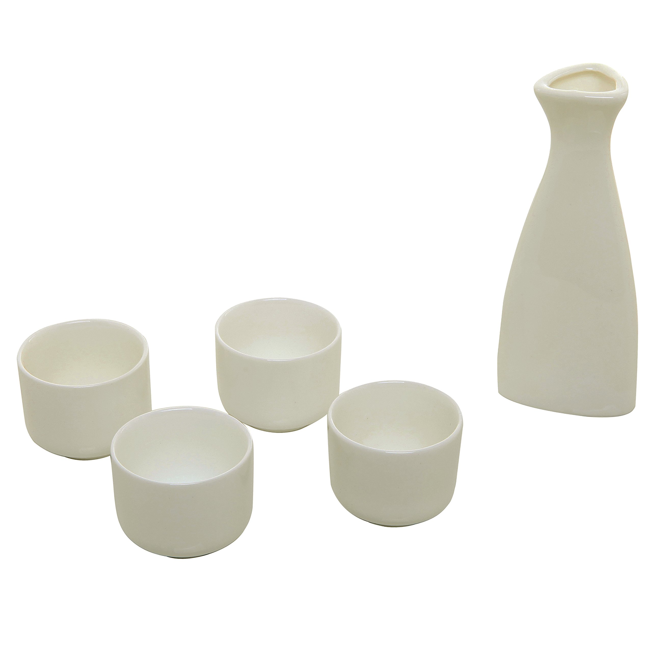 Amazon.com | MyGift White Ceramic Hot Sake Set with Tokkuri Bottle