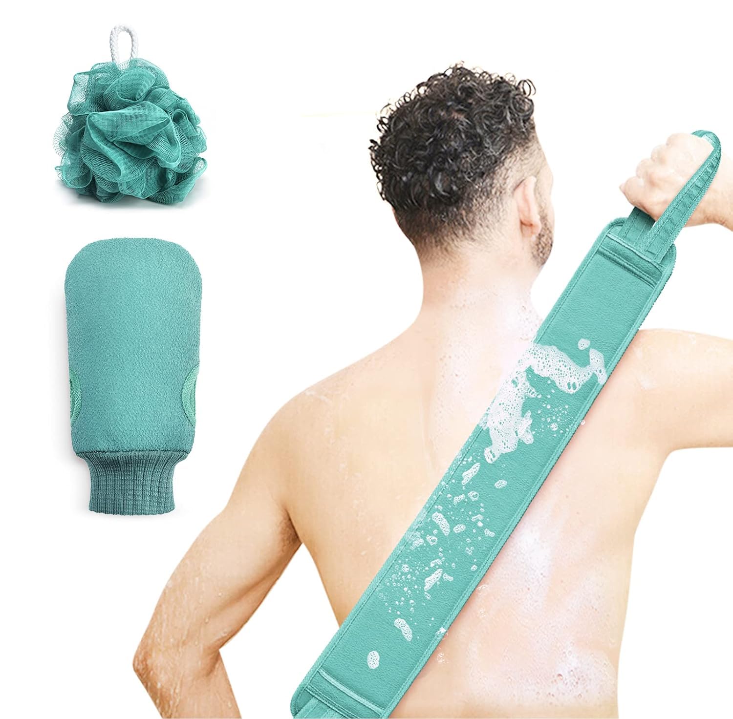 UCRAVO Bathing Exfoliating Set Back Scrubber loofah exfoliating gloves | Exfoliating Bath Glove | Shower Loofah Sponge Set| Easy to clean | For Men And Women|Dead Skin Remove Body Scrubs-image-40