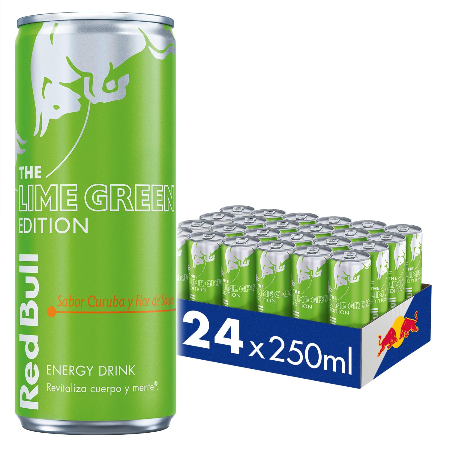 Red Bull bebida Energética Curuba y Flore de Sauce, Lime Green Edition, 24x250 ml