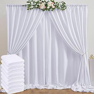 40ft x 10ft White Backdrop Curtain Panels for Parties, Thick Wrinkle Resistant Polyester Wedding Backdrop Drapes for Birthday Photography Party Home Decorations