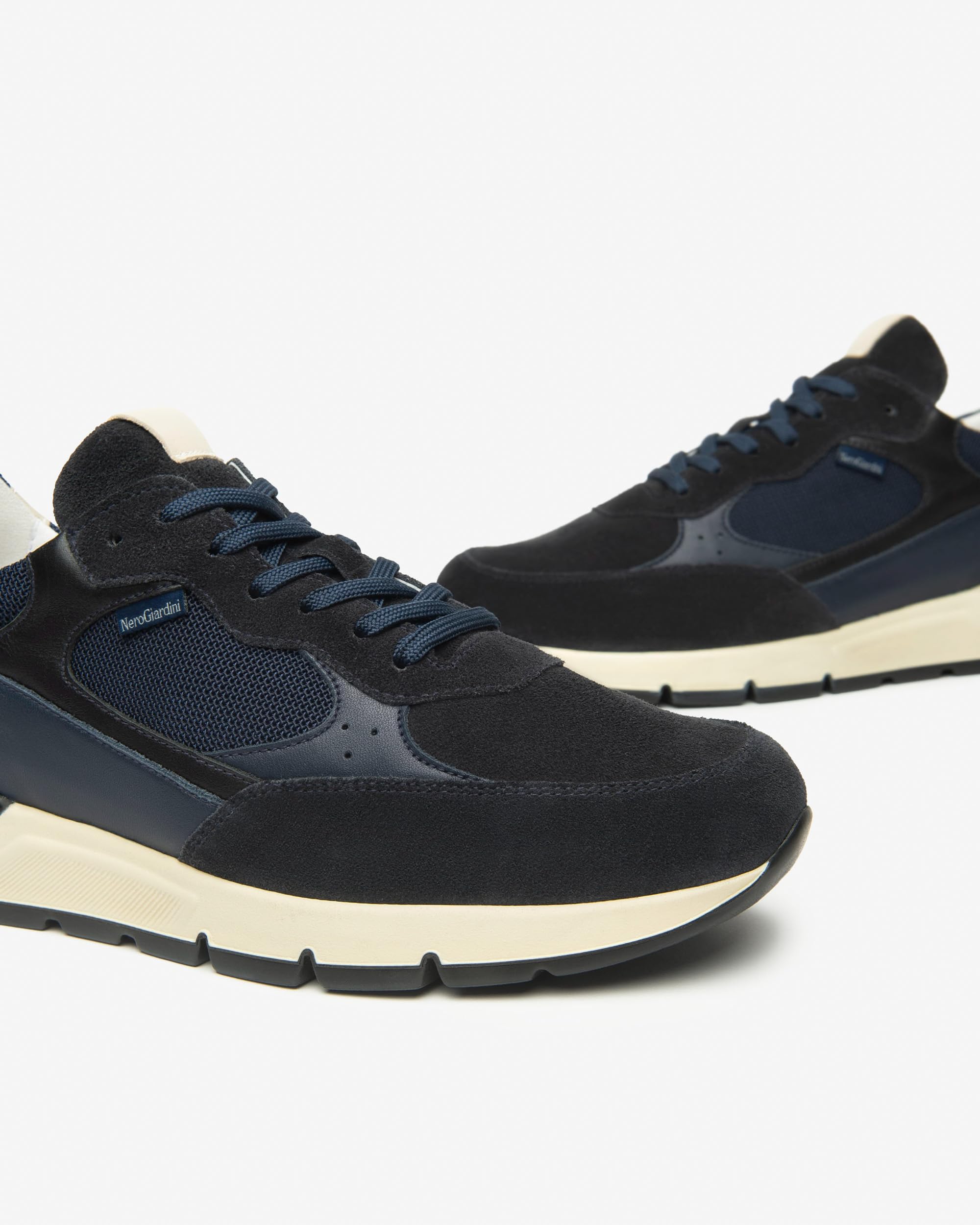 Nero Giardini I500871U Sneakers Uomo in Camoscio, Pelle E Tela