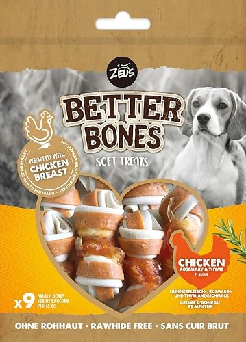 Golosina Masticable para Perros Zeus Better Bones, Pollo, Hueso Envuelto, 7,5 cm 9 pcs