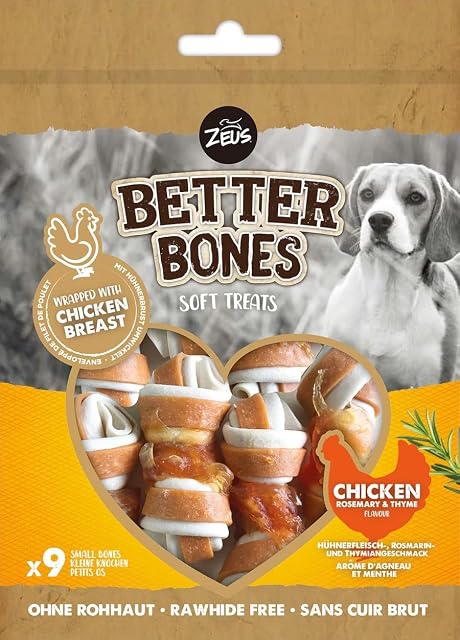 Golosina Masticable para Perros Zeus Better Bones, Pollo, Hueso Envuelto, 7,5 cm 9 pcs