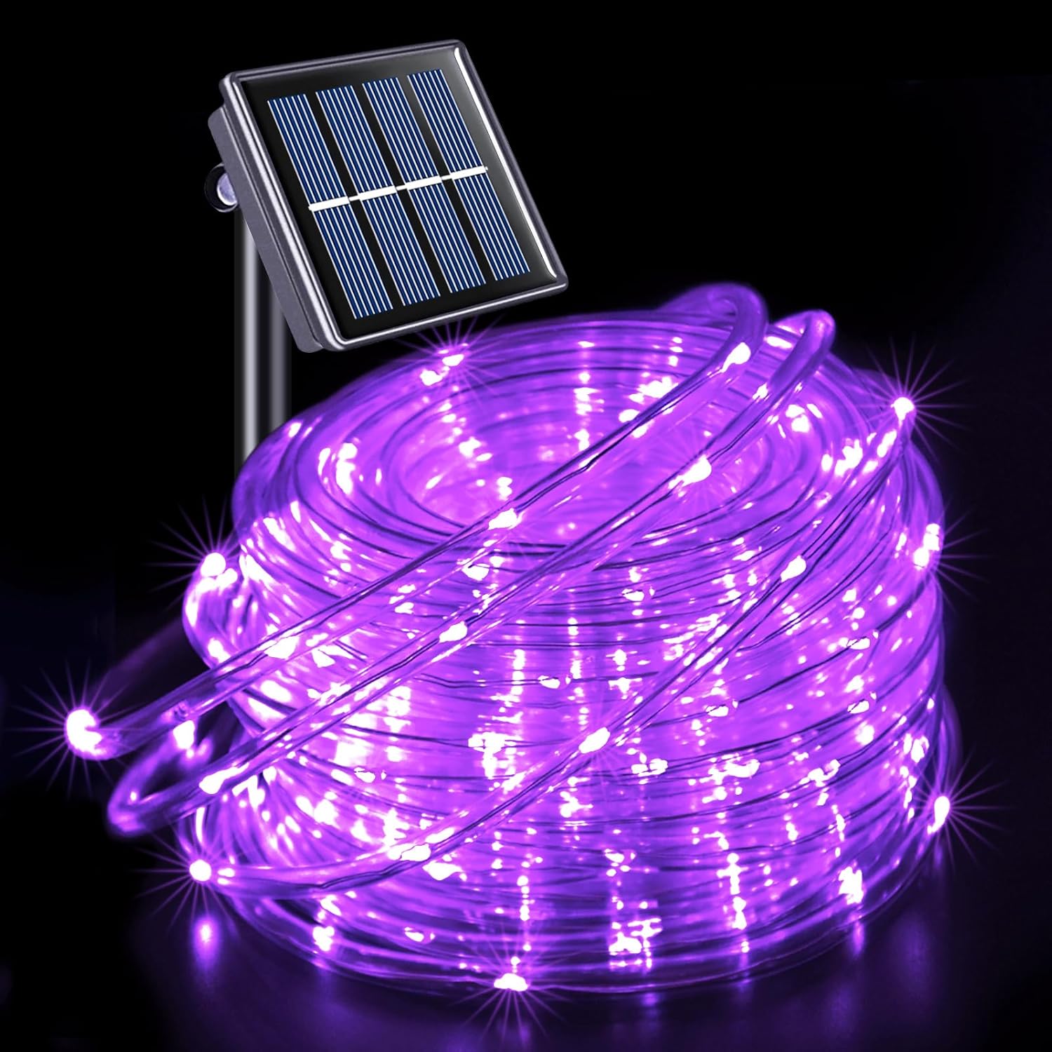 JMEXSUSS 200 LED Purple Solar Halloween Lights, 66 ft Rope