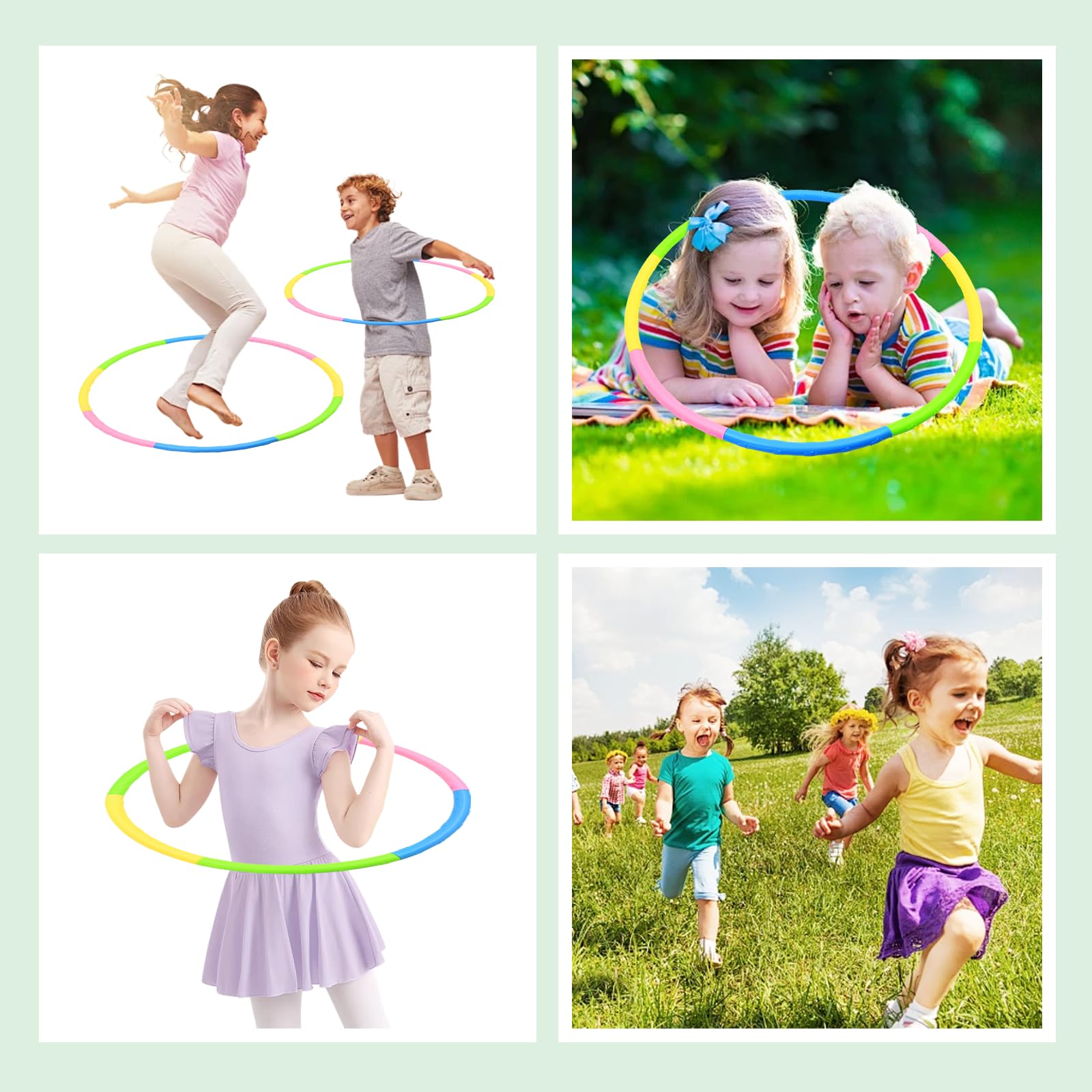 Hula Fitness Hoop niños con 8 Secciones, Diámetro 70 cm, 200g, portátil Ajustable y extraíble, aro Gimnasia para niños de 3 a 8 años de Edad, Gimnasia, Danza, natación, Actividades de