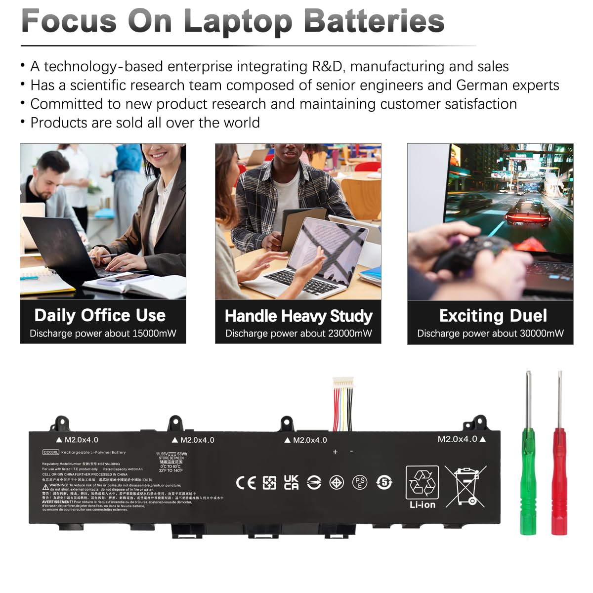 53Wh CC03XL Laptop Batteria per HP EliteBook 830 835 840 845 G7 G8 ZBook Firefly 14 G7 G8 Probook 635 Aero G7 G8 Series L77608-421 L77608-422 L78555-005 L77608-1B2 L77608-1C1 L77608-2C1
