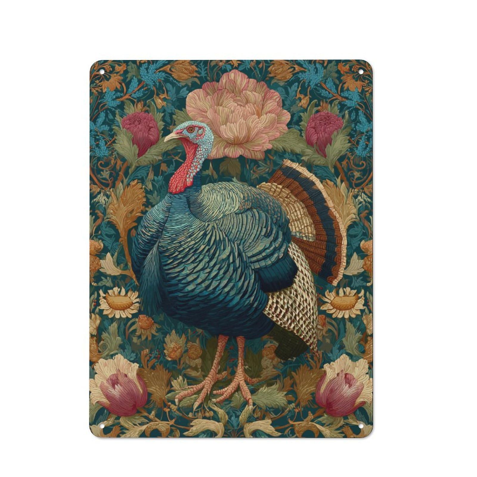 Junmoney Turkey Tapestry Industrial Metal Sign With Design 40X30cm, Modern Retro Loft Wall Plaque For Workspace, Cafe, Hallway Or Garage
