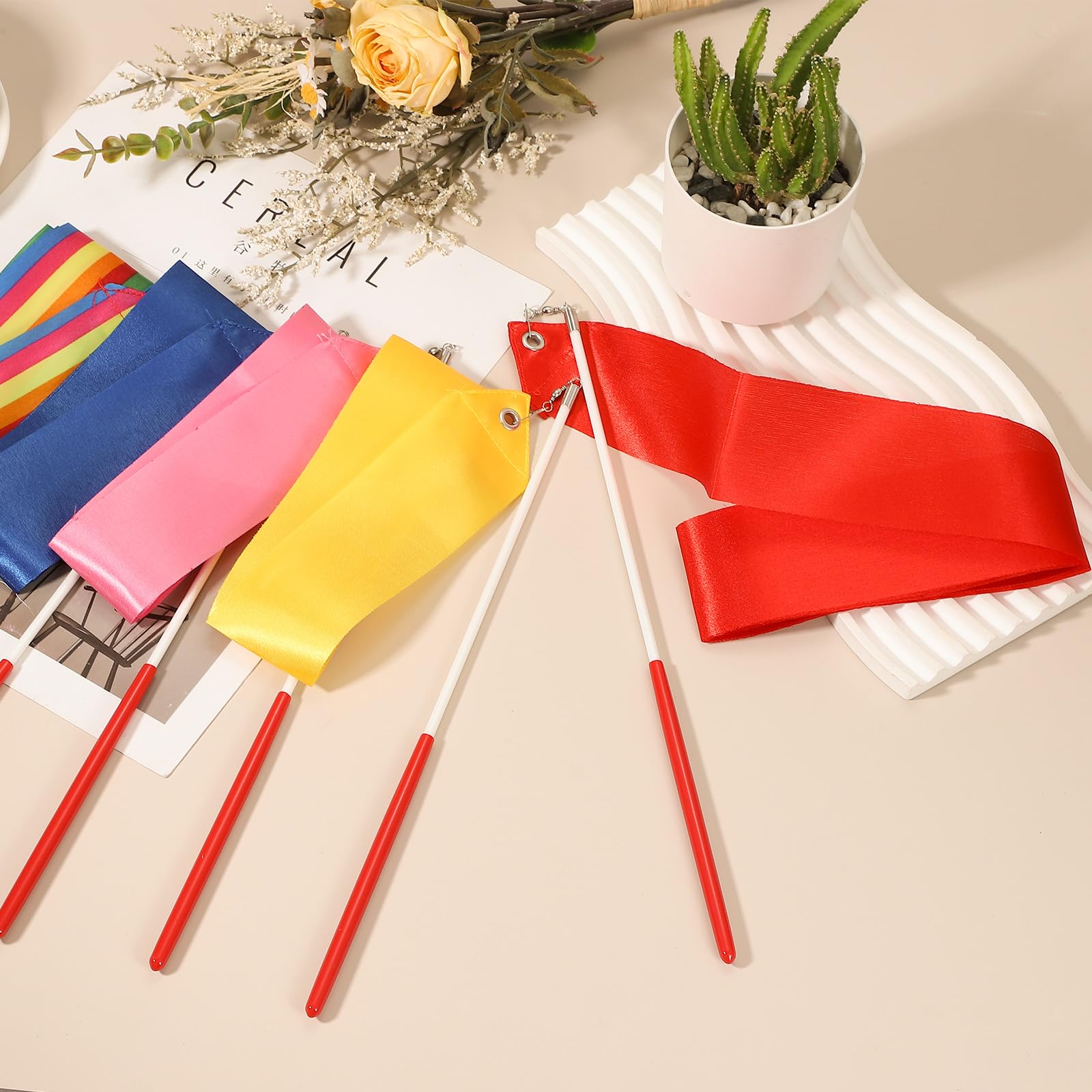 QUARKZMAN 2 Pcs Rubans De Danse, 78.7" Rubans De Gymnastique Rythmique Streamers Dancer Wand Rubans Dansants Tournoyants pour Artistic Dancing Gymnastics Training, Orange