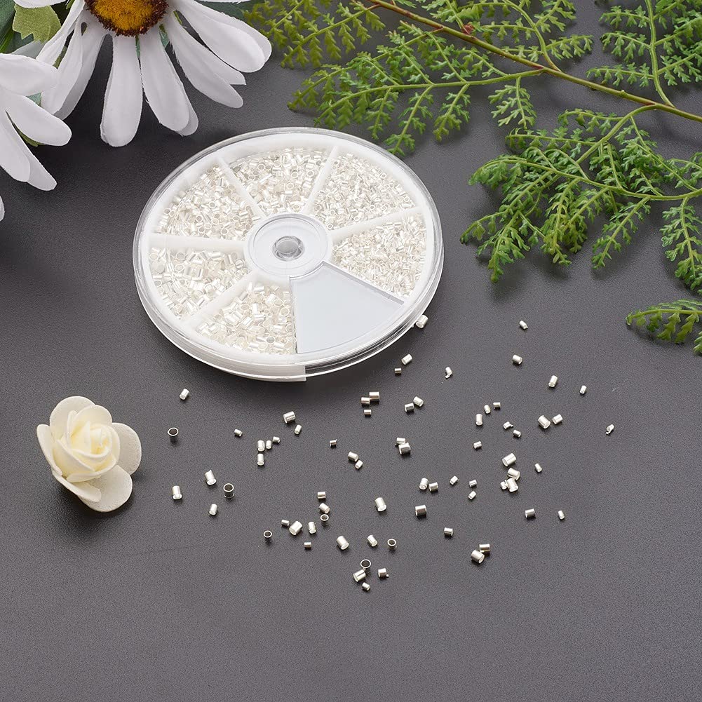GSHLLO 3153 Pcs Copper Crimp Tube Beads Crimp End Spacer Beads Loose Stopper Beads Jewelry Cord End Beads Bracelet Tube Stoppers Jewelry Findings for Necklaces Crafts