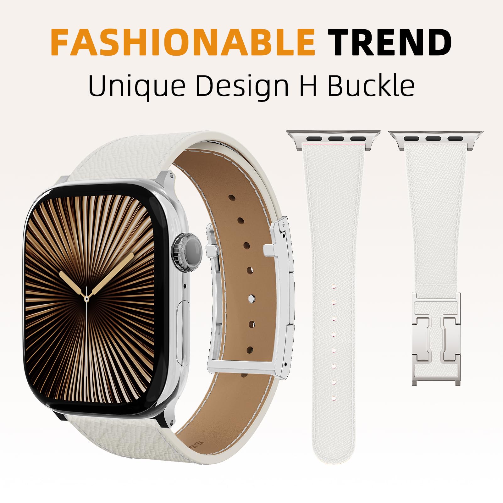 Bracelet en cuir compatible avec Apple Watch, boucle emblématique en forme