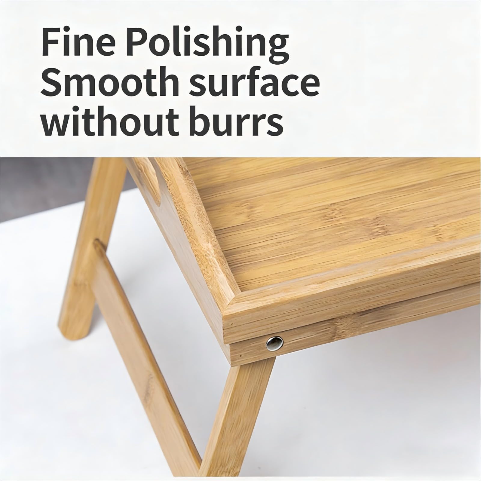 Plateau de lit en bambou naturel avec pieds pliables – Parfait pour le petit déjeuner, les collations, le travail sur un ordinateur portable et le service dans le canapé ou la cuisine – Design