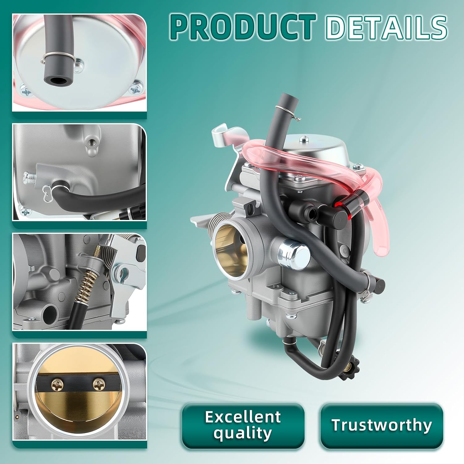 KLF300 Carburetor for 1986-2005 Kawasaki KLF 300, Kawasaki BAYOU 300 ATV Carb with Fuel Filter Petcock Tank Valve Switch