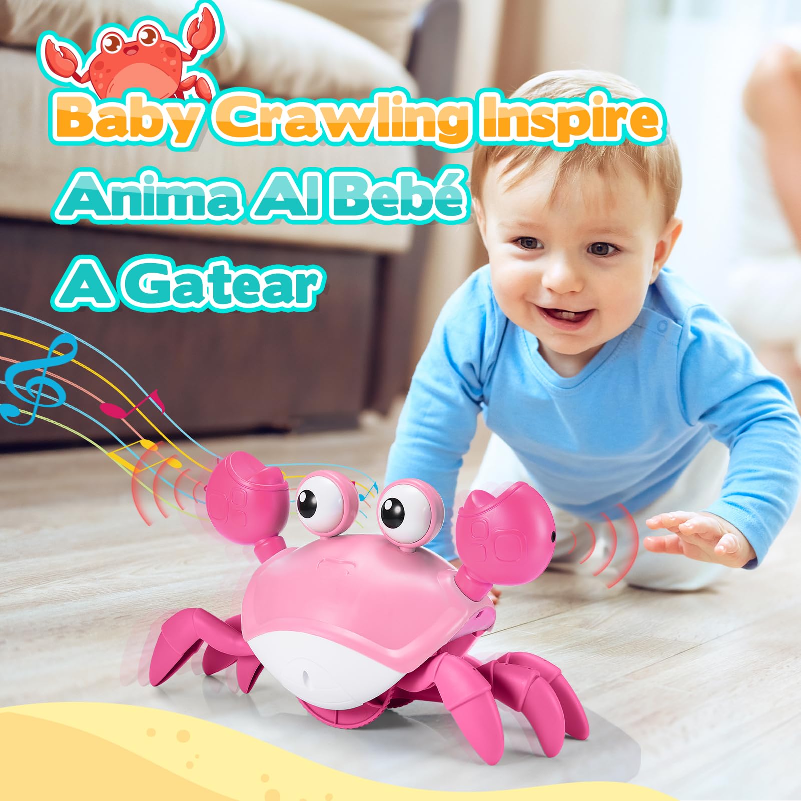 iKidiki Juguetes Niña 1 2 3 4 Años, Cangrejo Juguete Bebe Regalo Niña 1-4 Años Cangrejo Tummy Time Bebe Juguetes para Bebes de 6 a 12 Meses Juegos Educativos Niños 1-4 Años Regalos Cumpleaños Niños