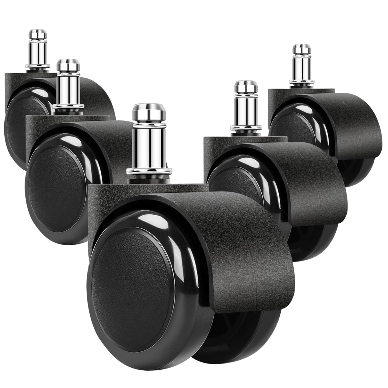 2" Office Chair Wheels 11x22mm Heavy Duty Replacement castor wheels, Mute Rotating Desk Chair Caster Wheels, Safe for All Floors Including Hardwood, Universal Standard Stem Size Fits 99%, Set of 5
