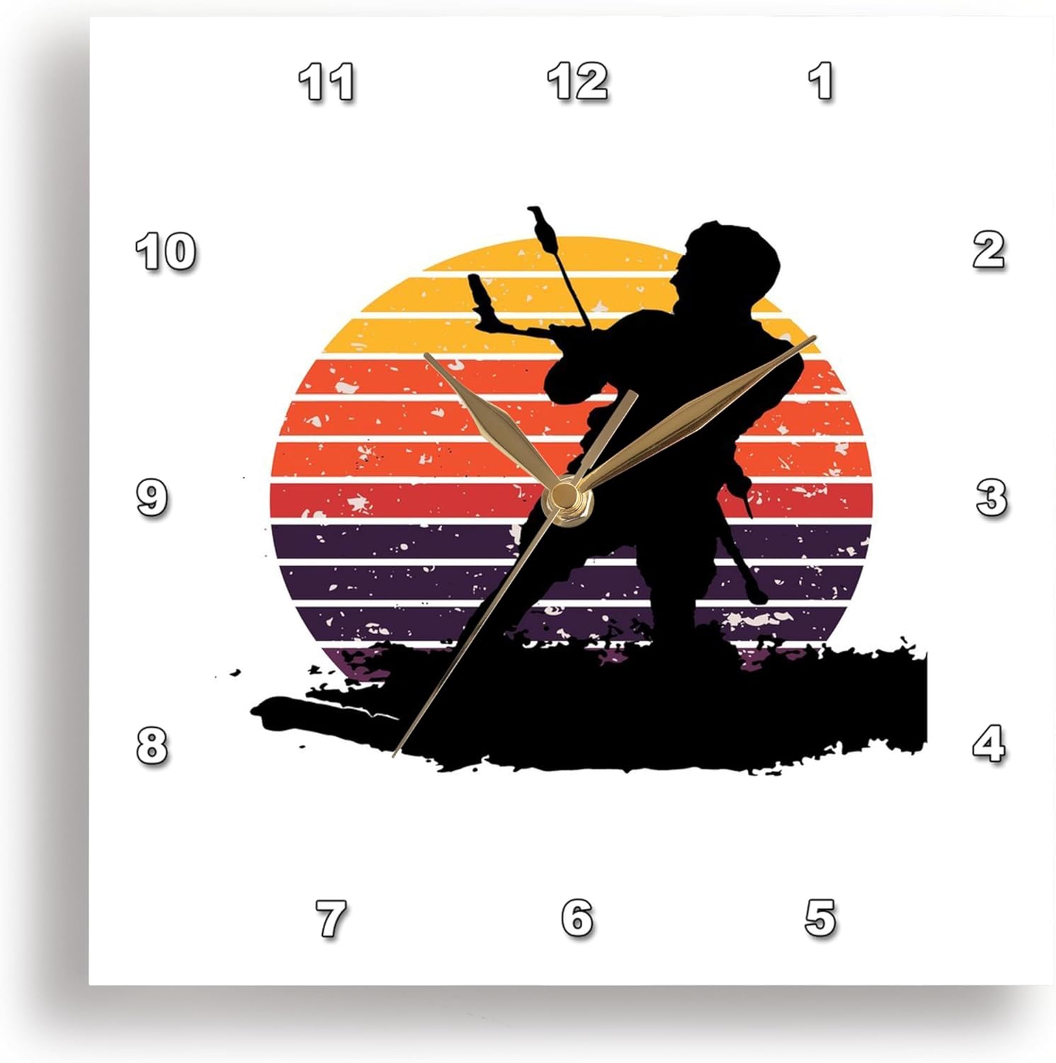3dRose Reloj de pared silencioso – 10 pulgadas – entusiasta del kitesurf montando una onda silueta retro puesta de sol – arte vectorial – Kitesurf