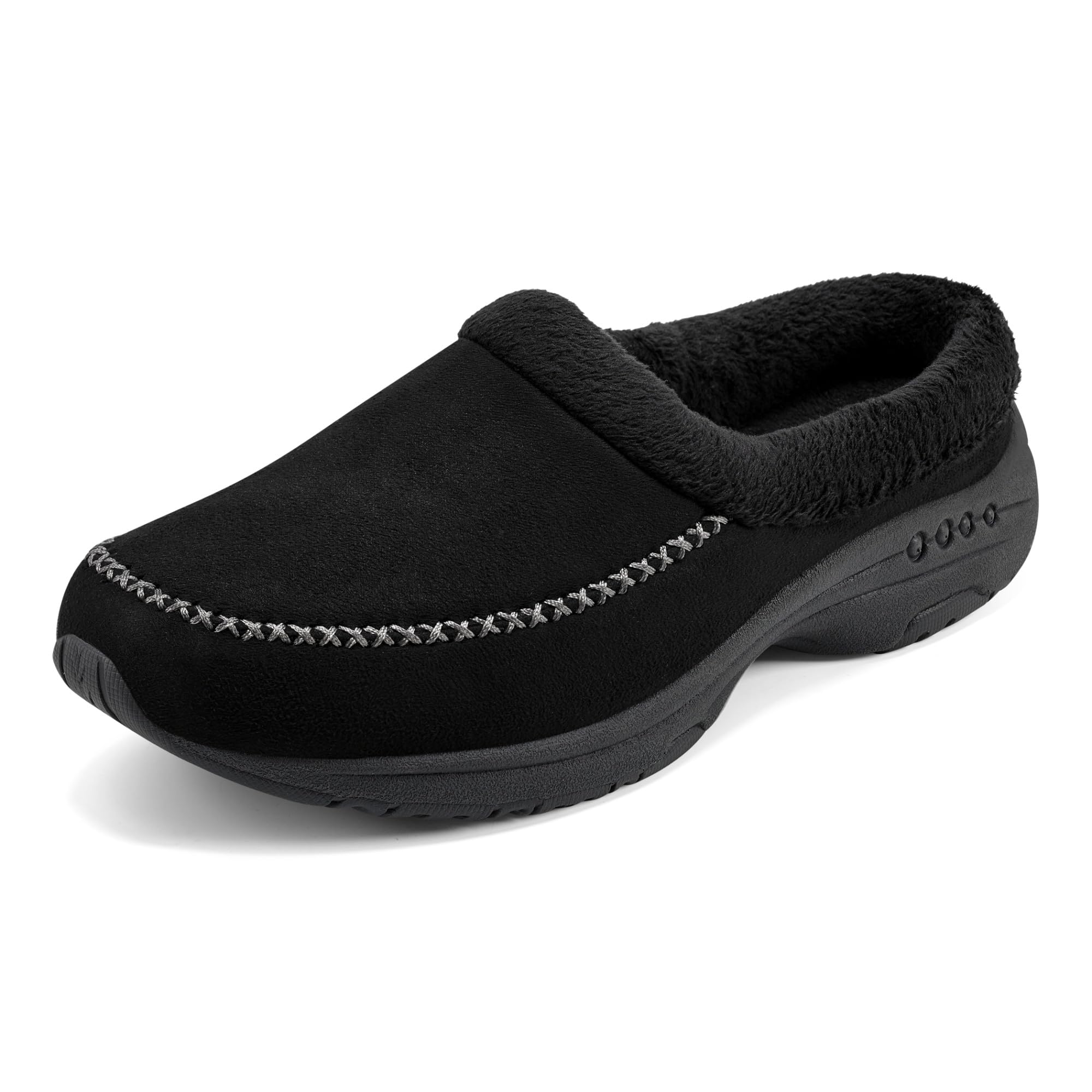 Easy Spirit Women's Traveltime12 Mule, Black/Silver Patent, 6.5 UK